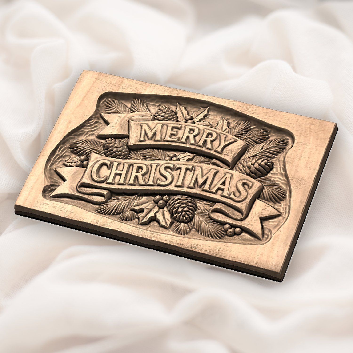 Merry Christmas Plaque CNC Relief STL bas-relief STL — view 5