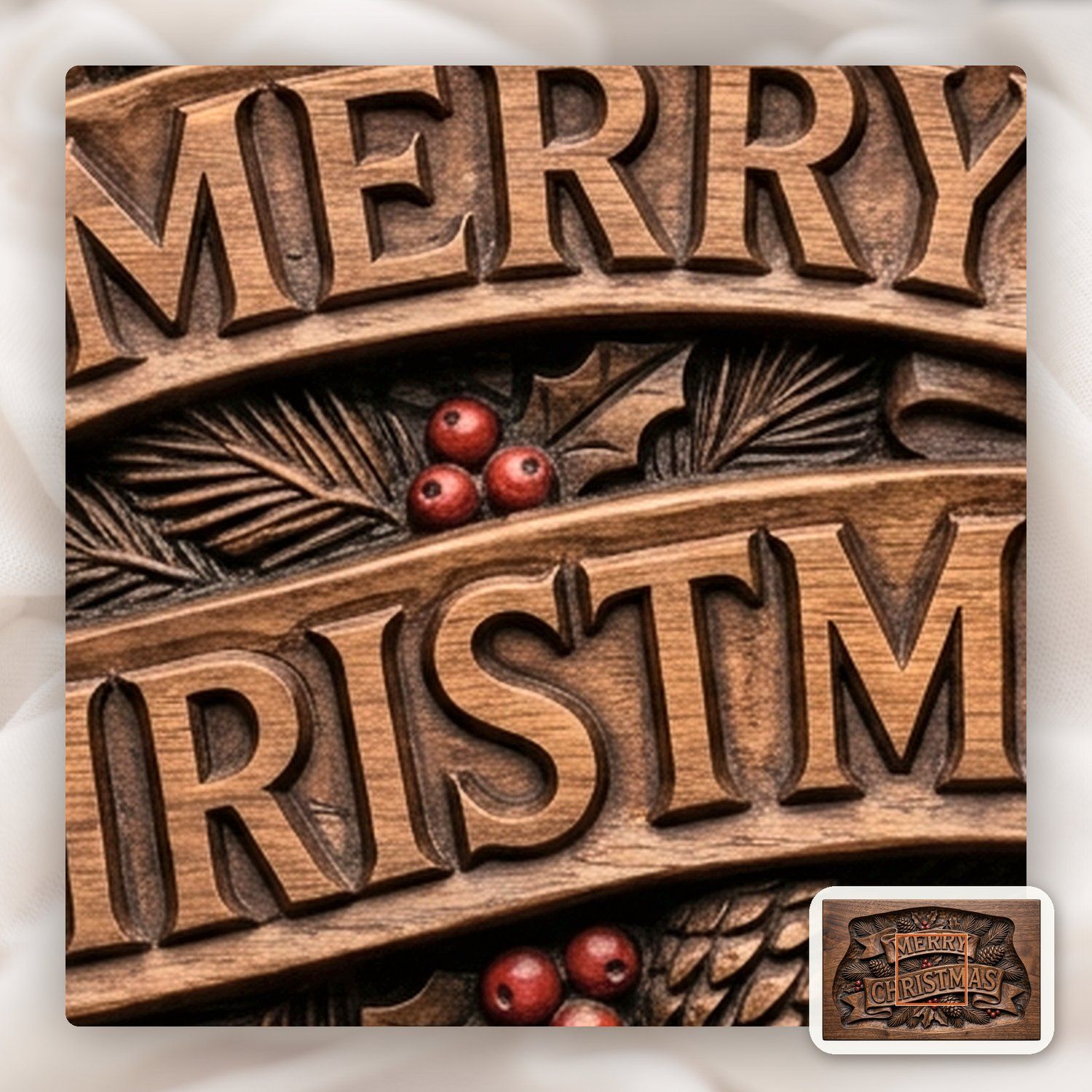 Merry Christmas Plaque CNC Relief STL bas-relief STL — view 10