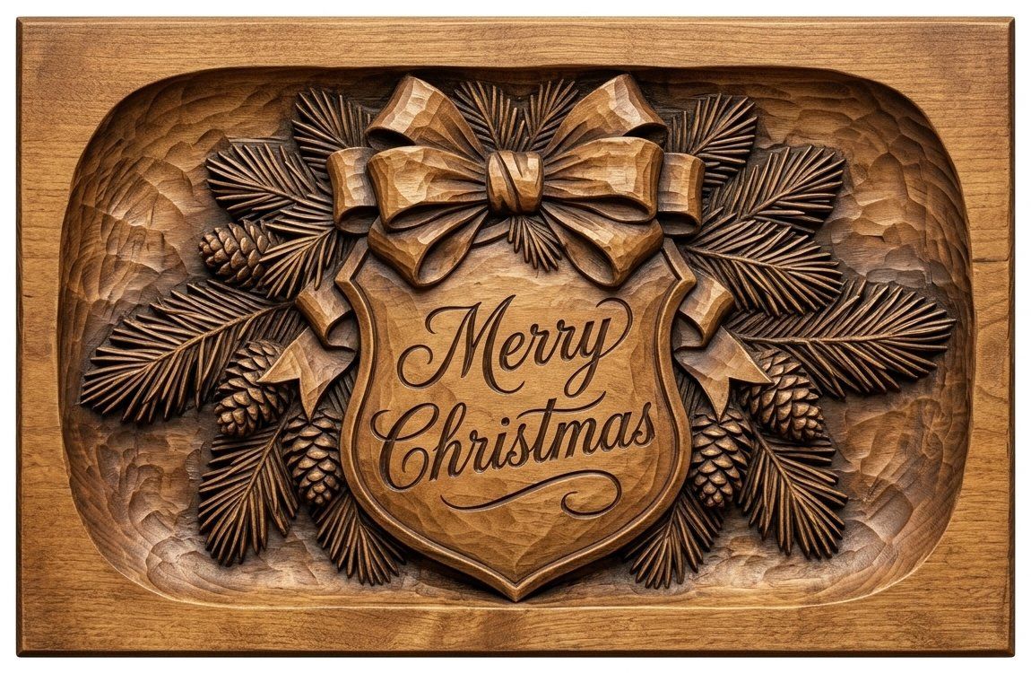 Merry Christmas Plaque CNC Relief STL bas-relief STL — view 12