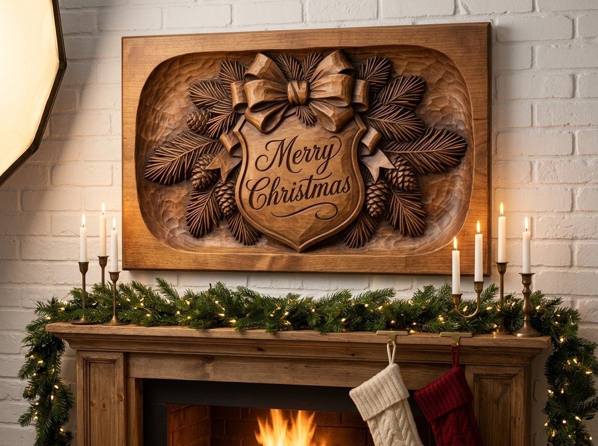 Merry Christmas Plaque CNC Relief STL bas-relief STL — view 13