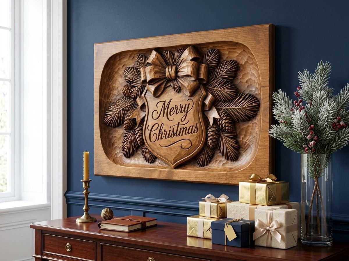 Merry Christmas Plaque CNC Relief STL bas-relief STL — view 14