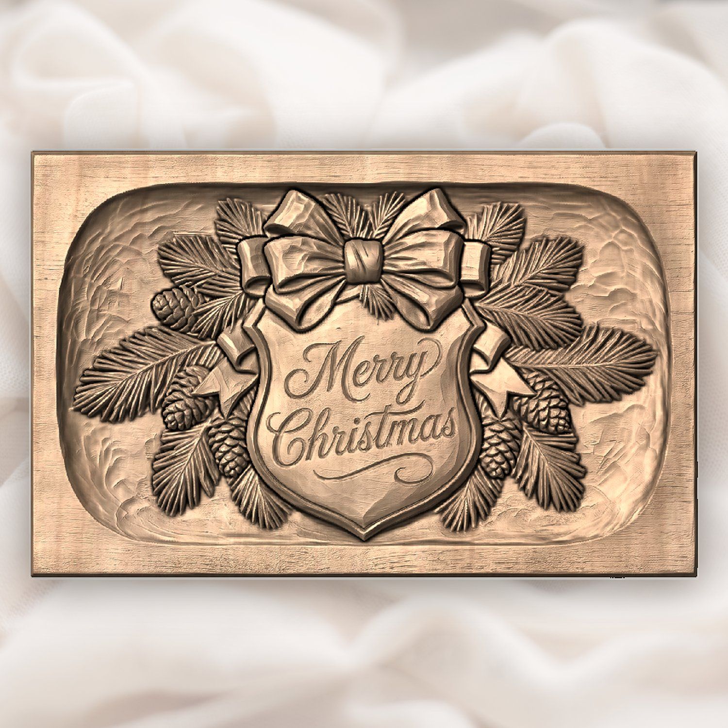 Merry Christmas Plaque CNC Relief STL bas-relief STL — view 4