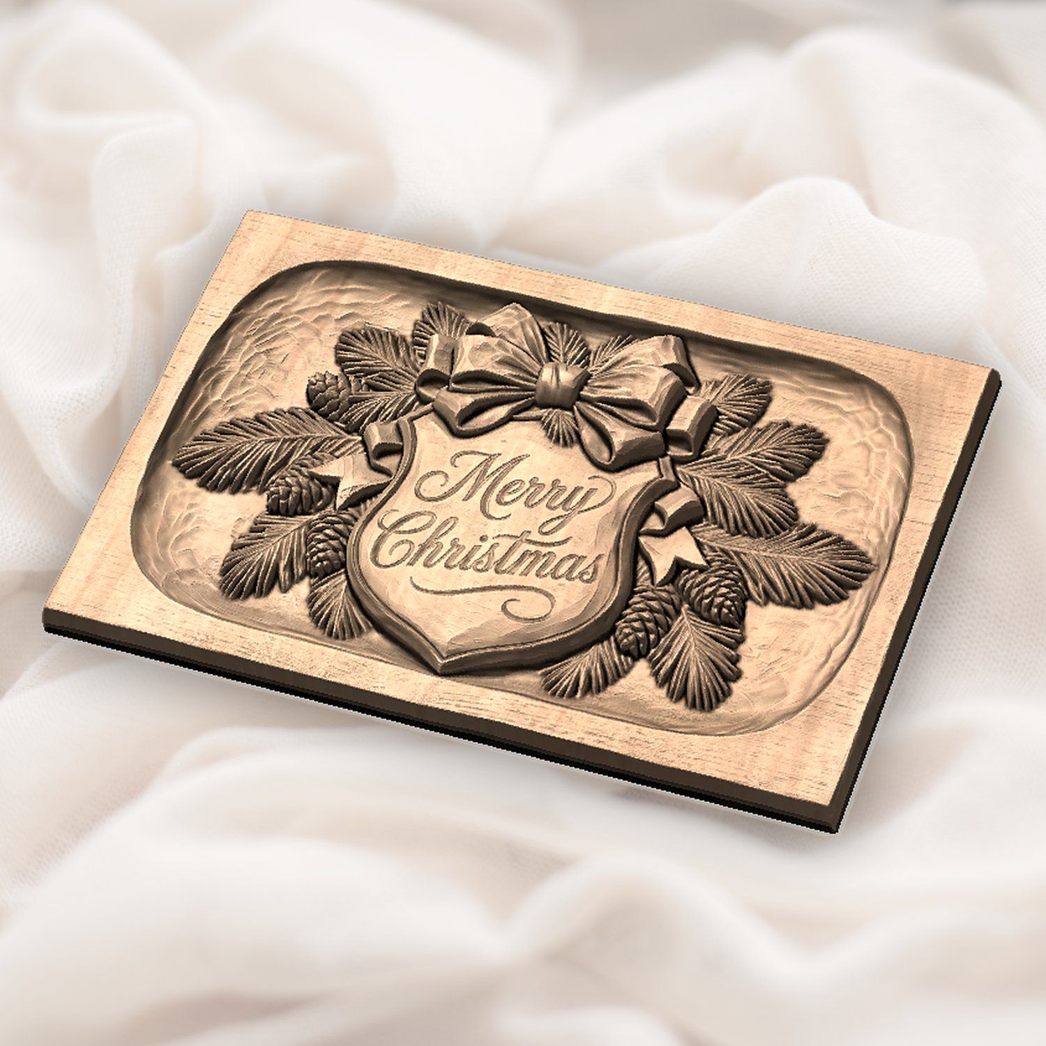 Merry Christmas Plaque CNC Relief STL bas-relief STL — view 5