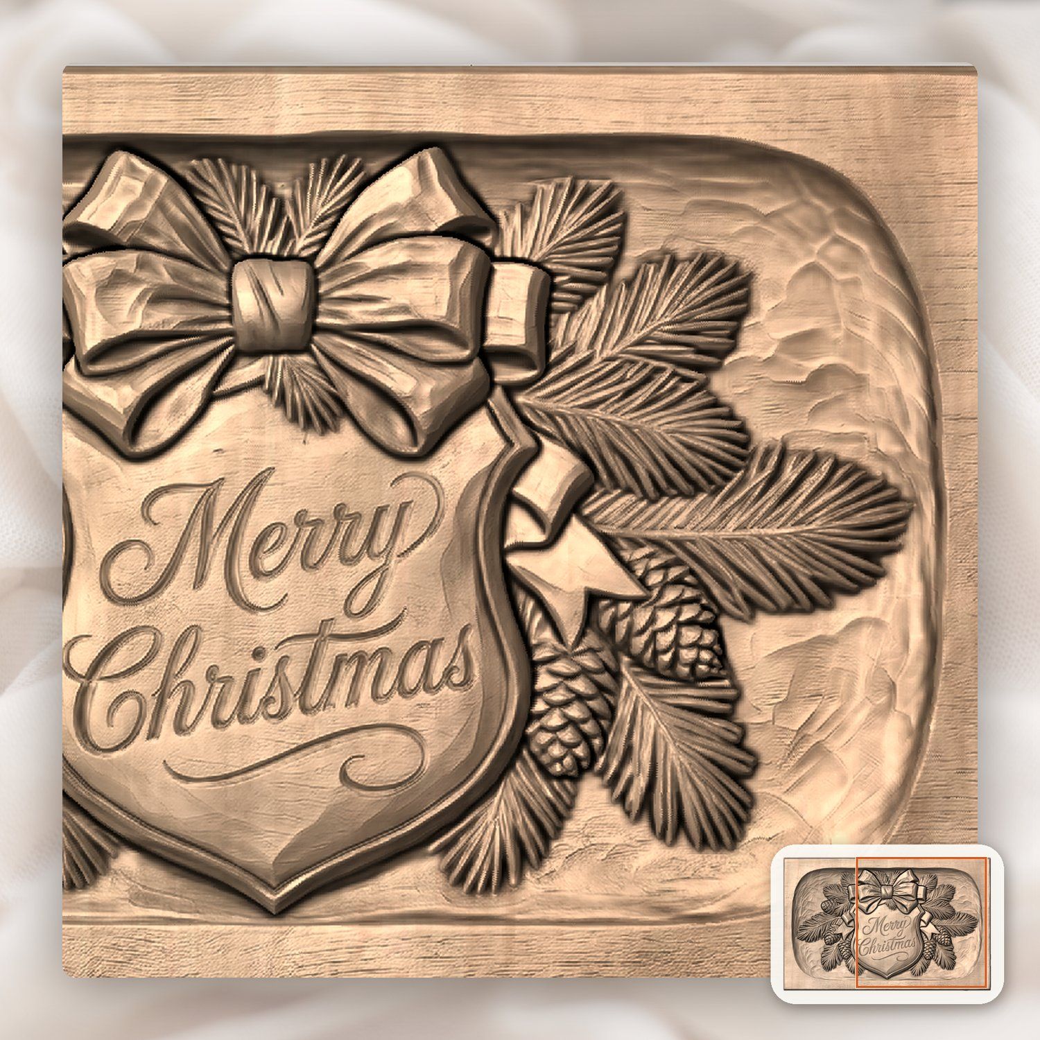 Merry Christmas Plaque CNC Relief STL bas-relief STL — view 7