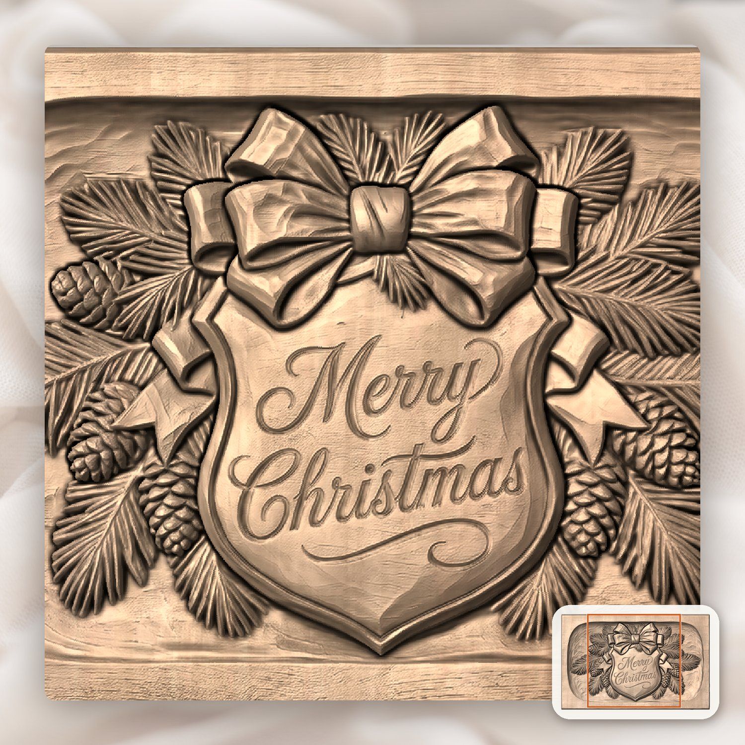 Merry Christmas Plaque CNC Relief STL bas-relief STL — view 8