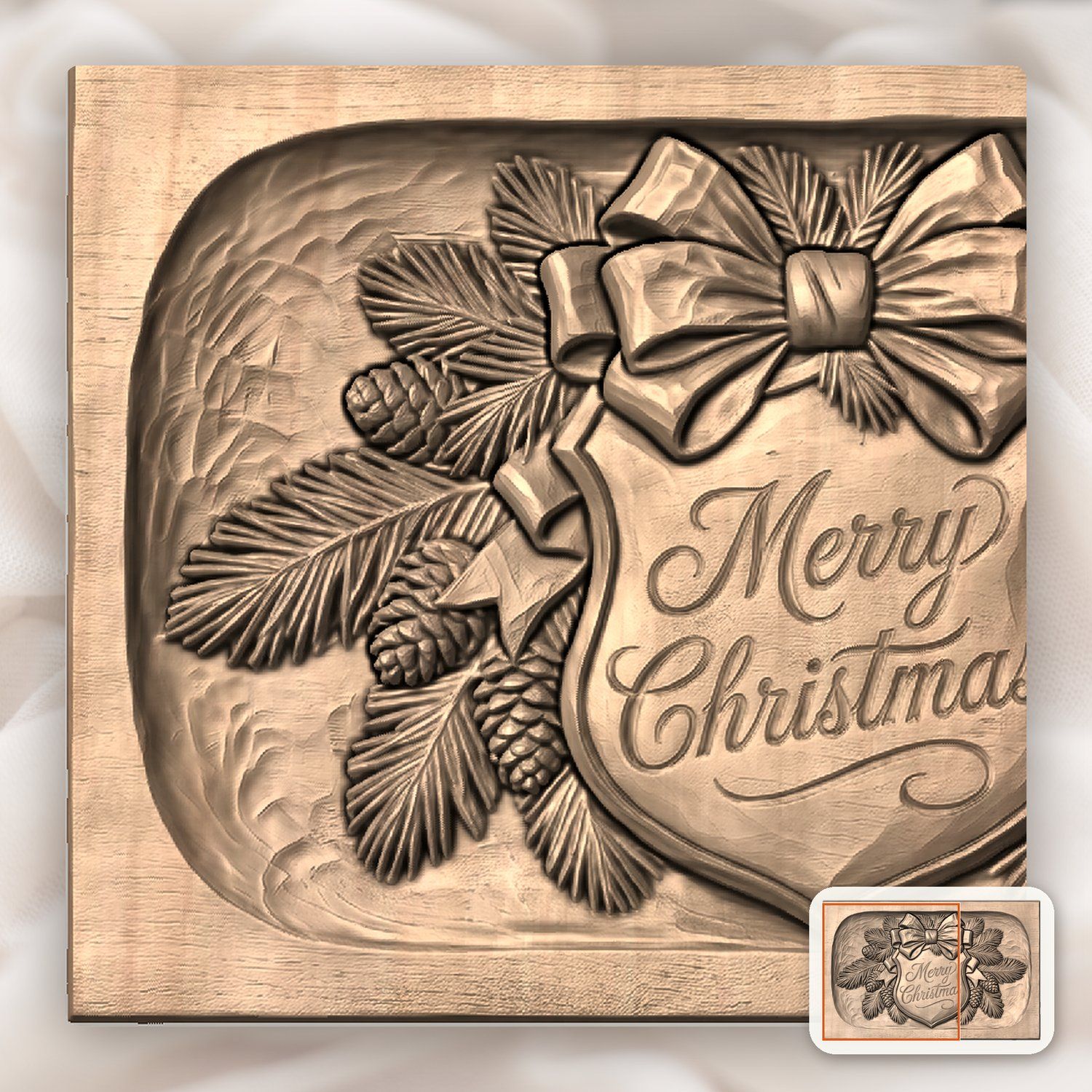 Merry Christmas Plaque CNC Relief STL bas-relief STL — view 9
