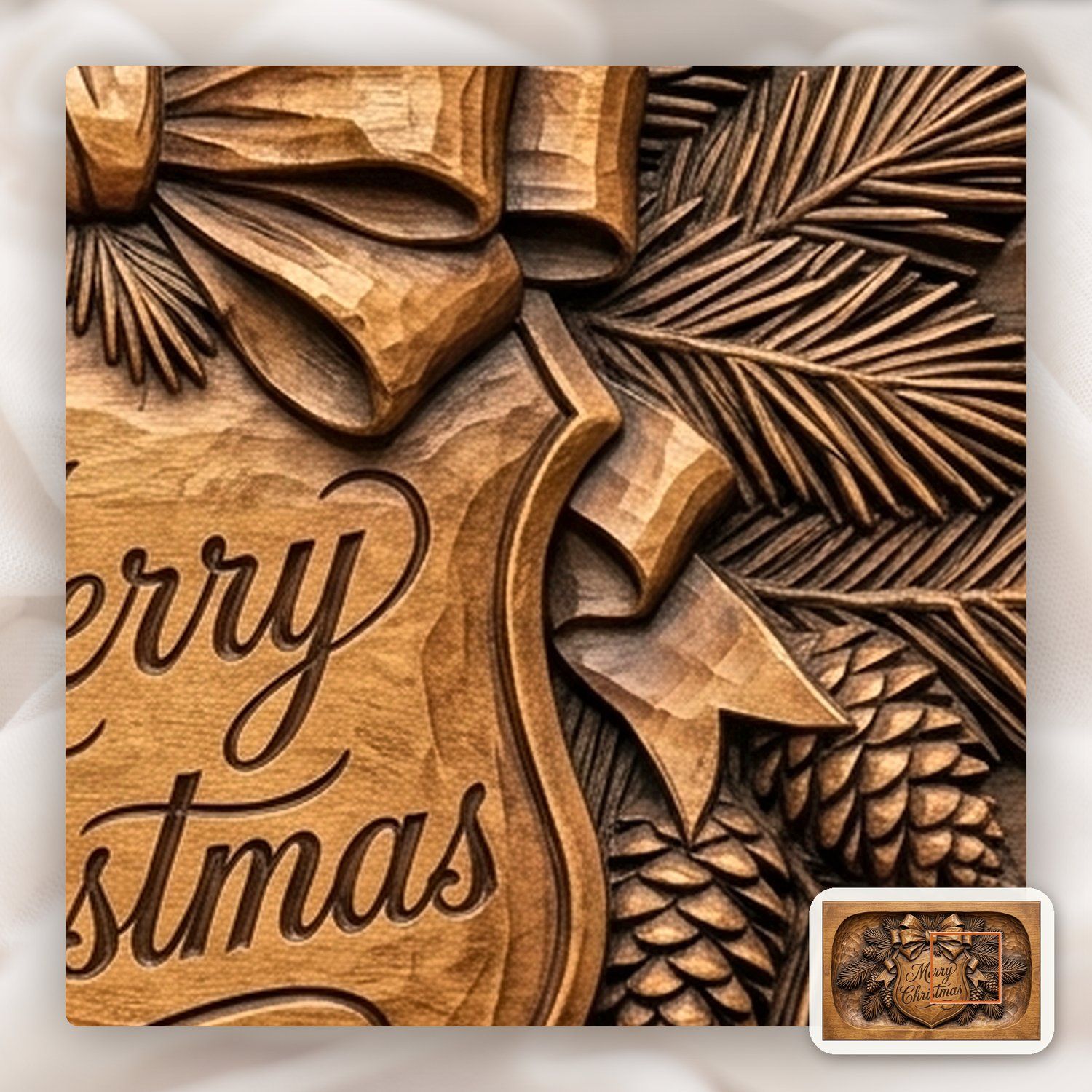 Merry Christmas Plaque CNC Relief STL bas-relief STL — view 10