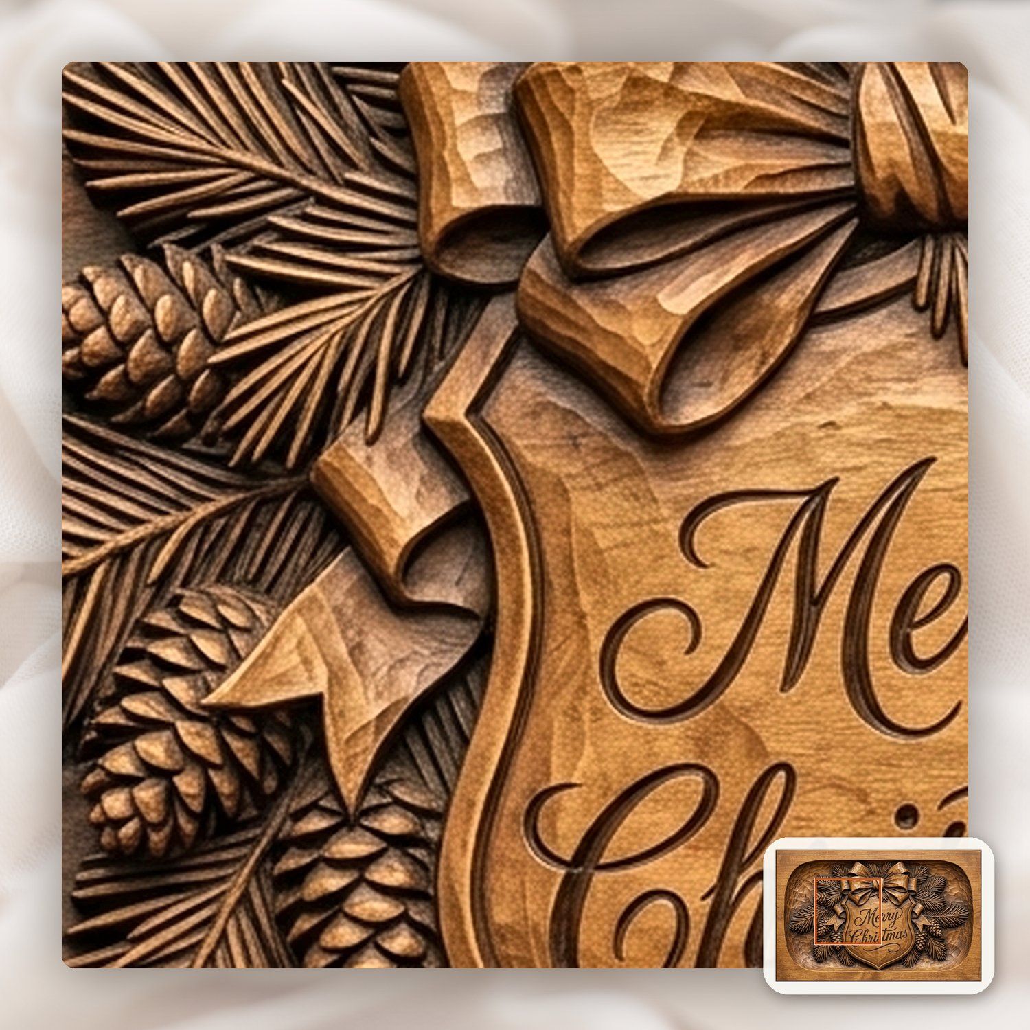 Merry Christmas Plaque CNC Relief STL bas-relief STL — view 11