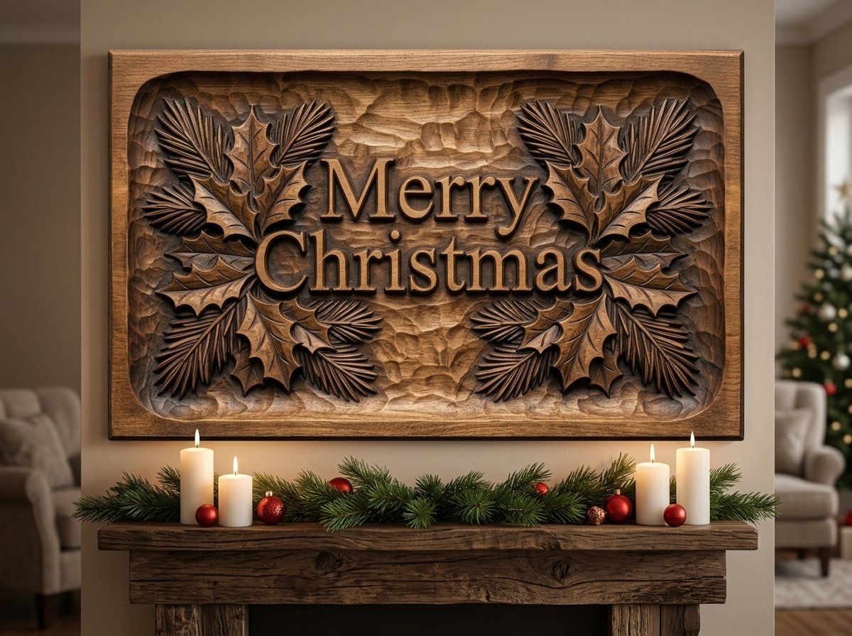 Merry Christmas Plaque CNC Relief STL bas-relief STL — view 13