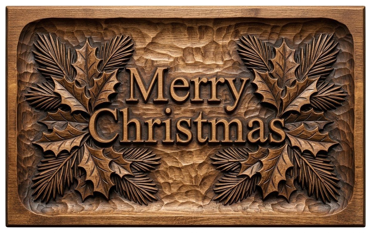 Merry Christmas Plaque CNC Relief STL bas-relief STL — view 4