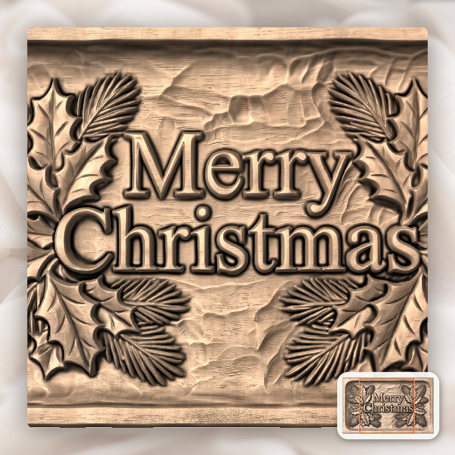 Merry Christmas Plaque CNC Relief STL bas-relief STL — view 7