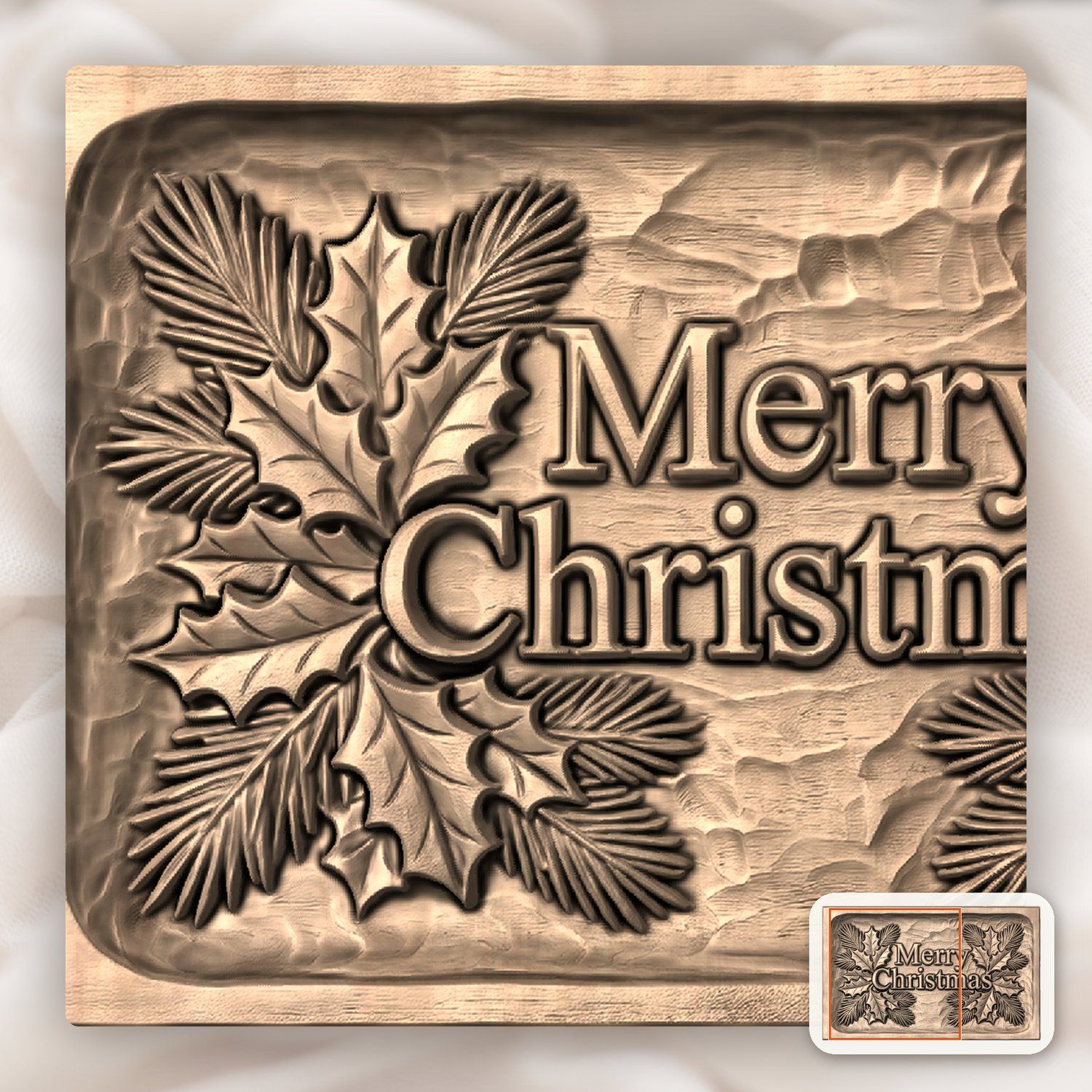 Merry Christmas Plaque CNC Relief STL bas-relief STL — view 8