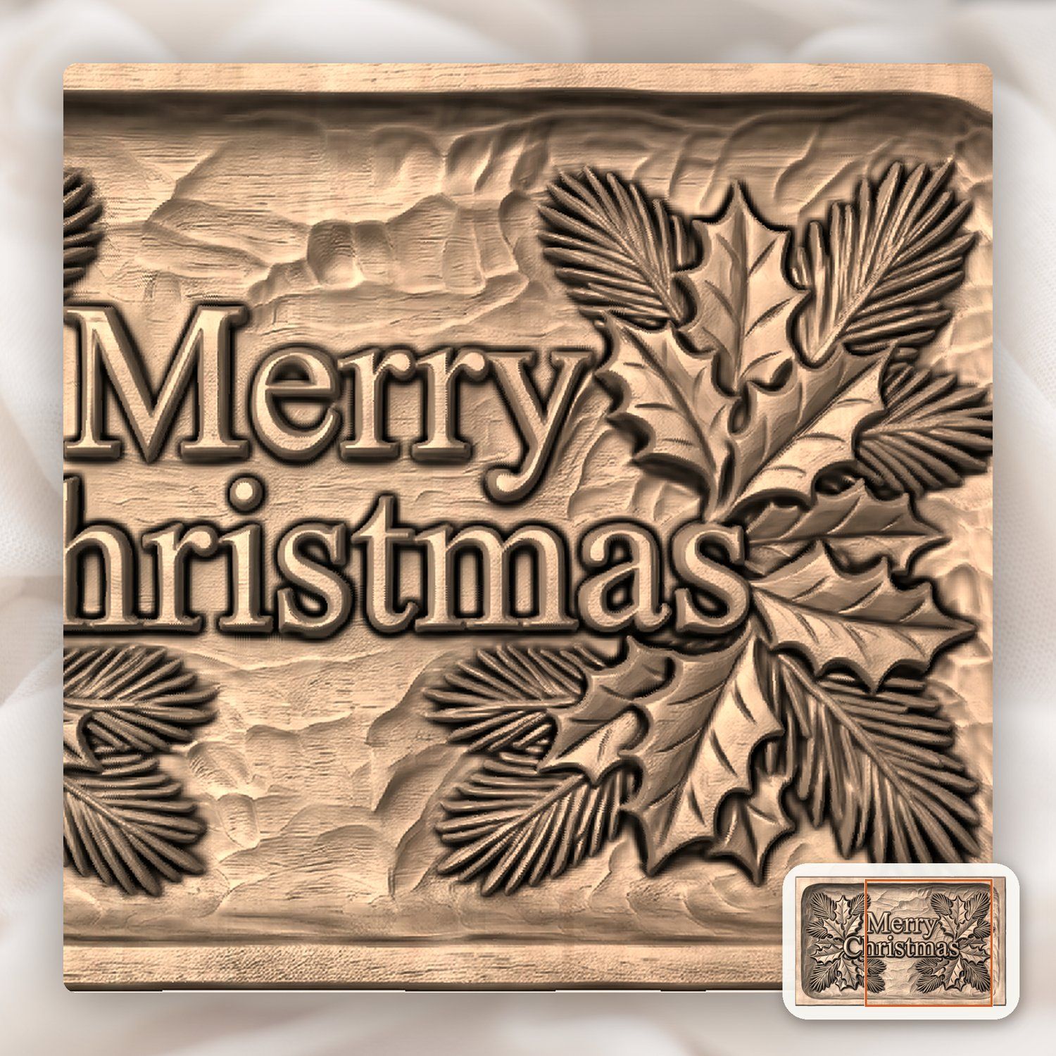 Merry Christmas Plaque CNC Relief STL bas-relief STL — view 9