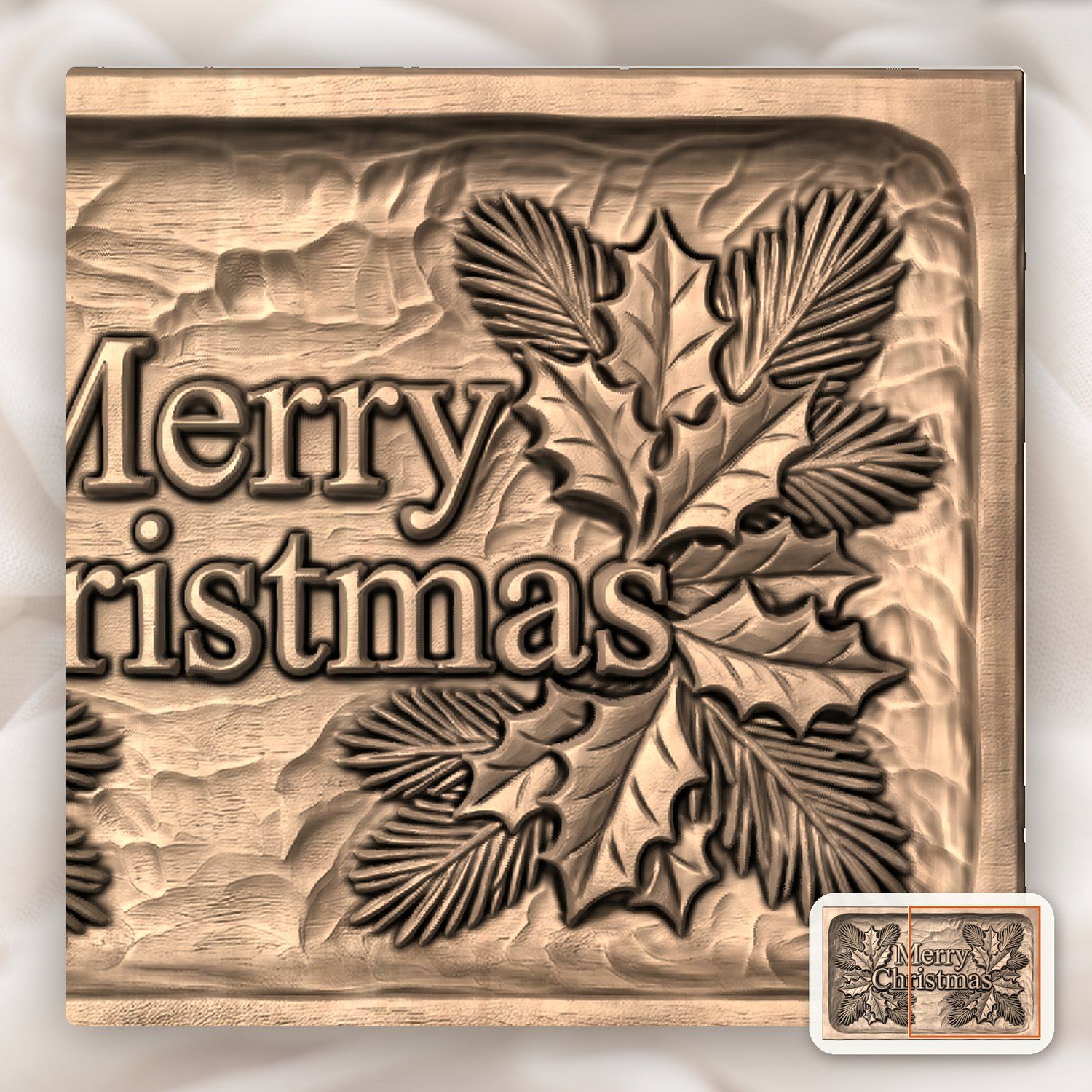 Merry Christmas Plaque CNC Relief STL bas-relief STL — view 10