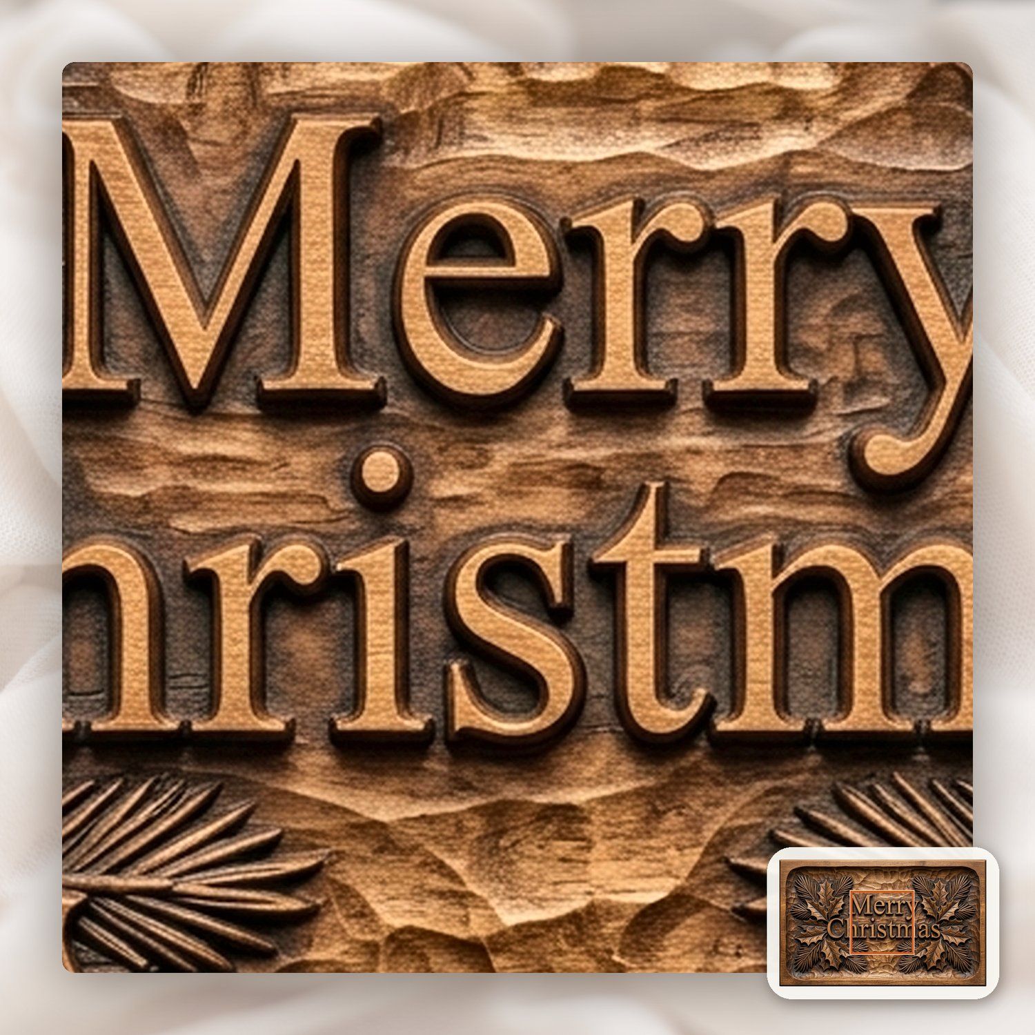 Merry Christmas Plaque CNC Relief STL bas-relief STL — view 11