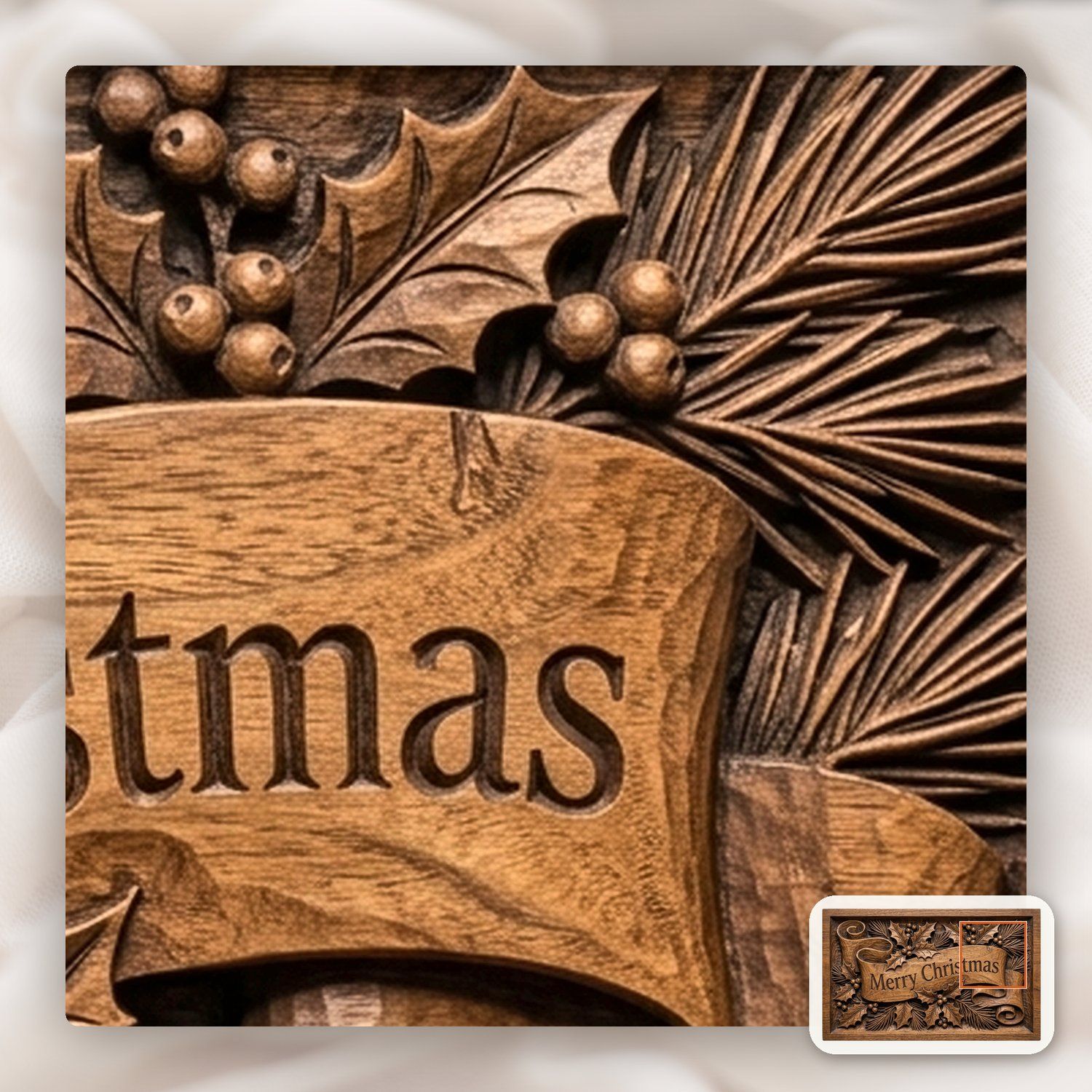 Merry Christmas Plaque CNC Relief STL bas-relief STL — view 11