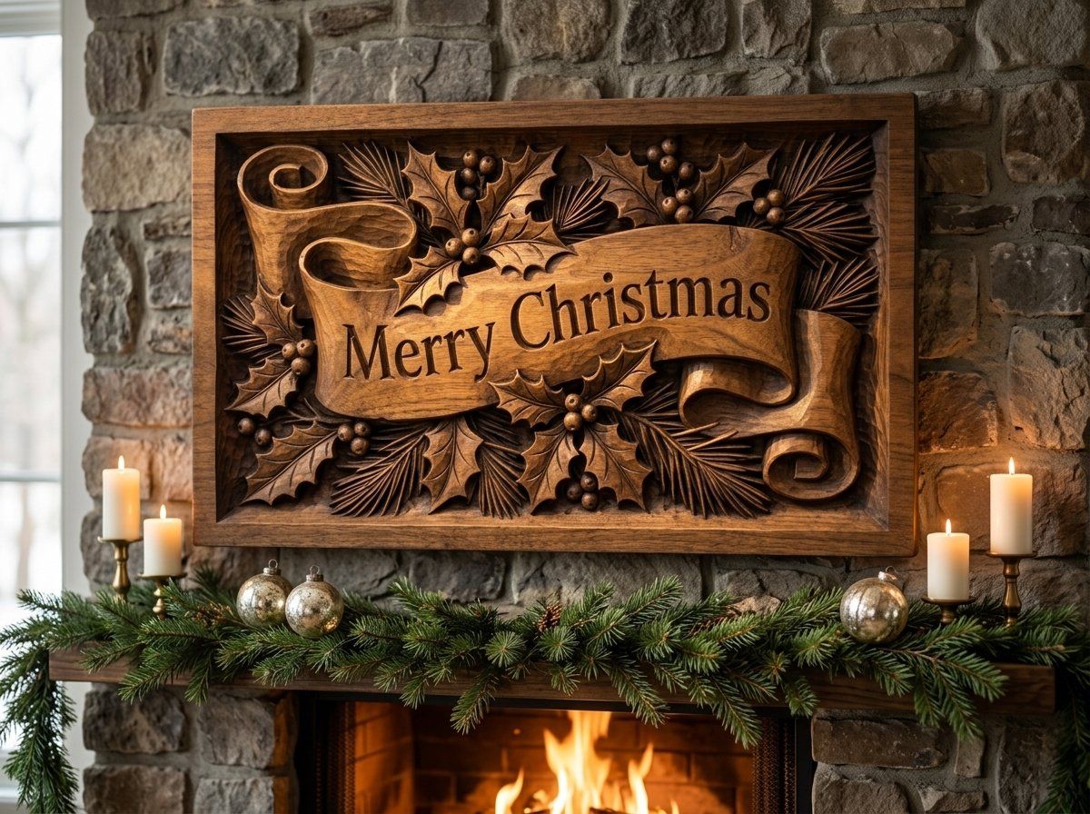 Merry Christmas Plaque CNC Relief STL bas-relief STL — view 12