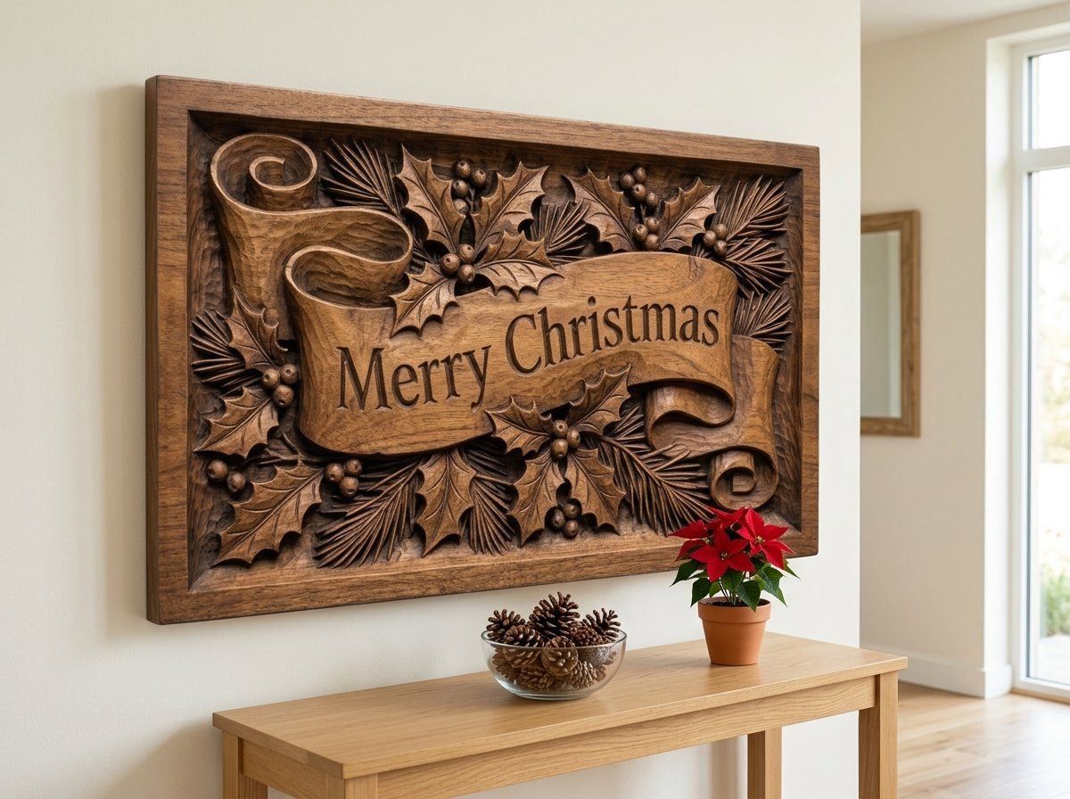 Merry Christmas Plaque CNC Relief STL bas-relief STL — view 14