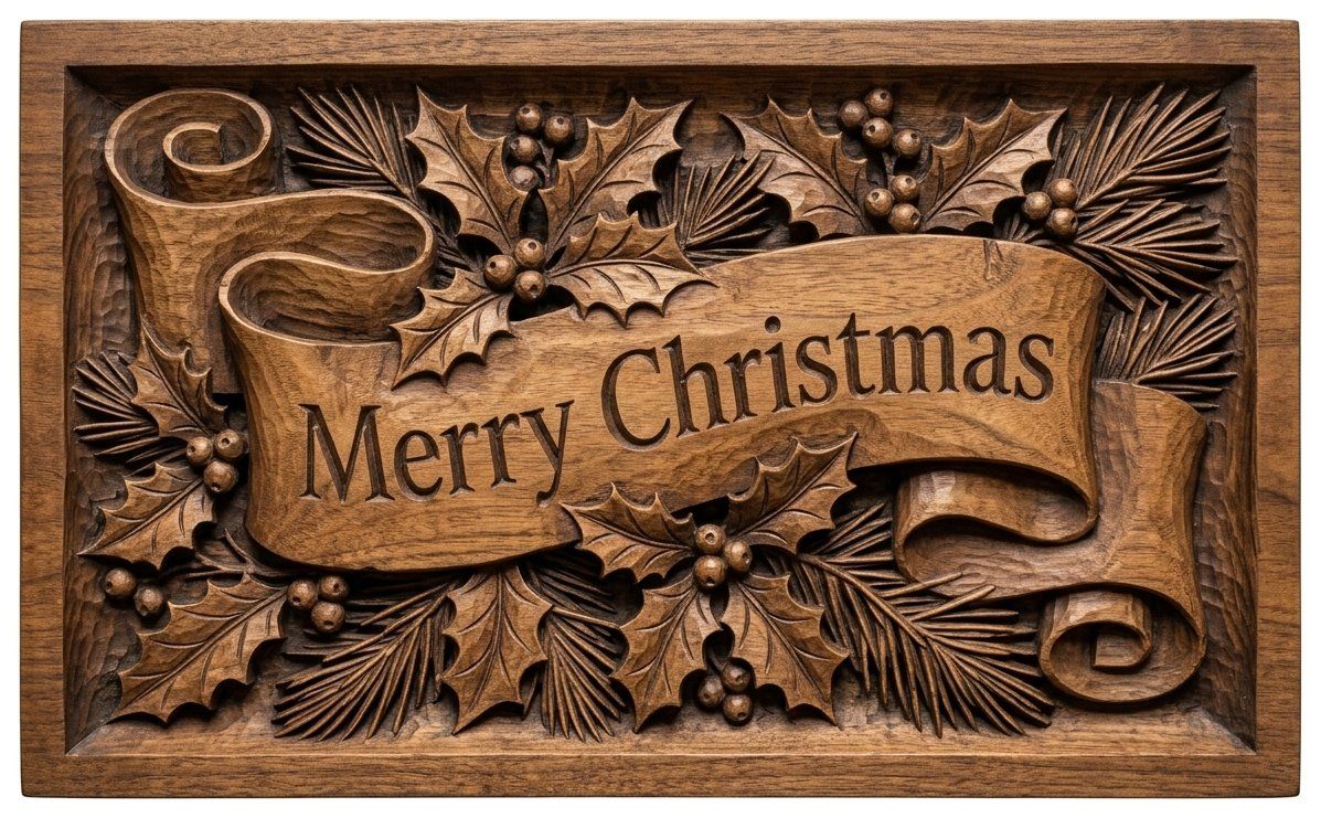 Merry Christmas Plaque CNC Relief STL bas-relief STL — view 13