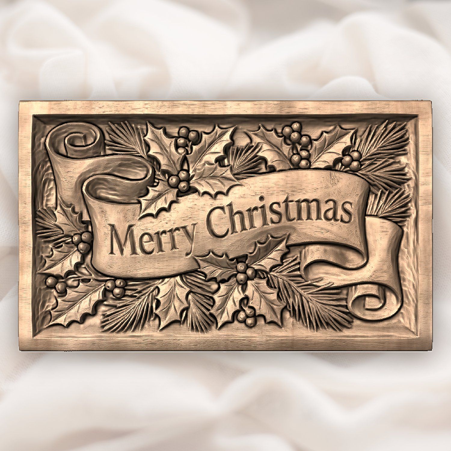 Merry Christmas Plaque CNC Relief STL bas-relief STL — view 4