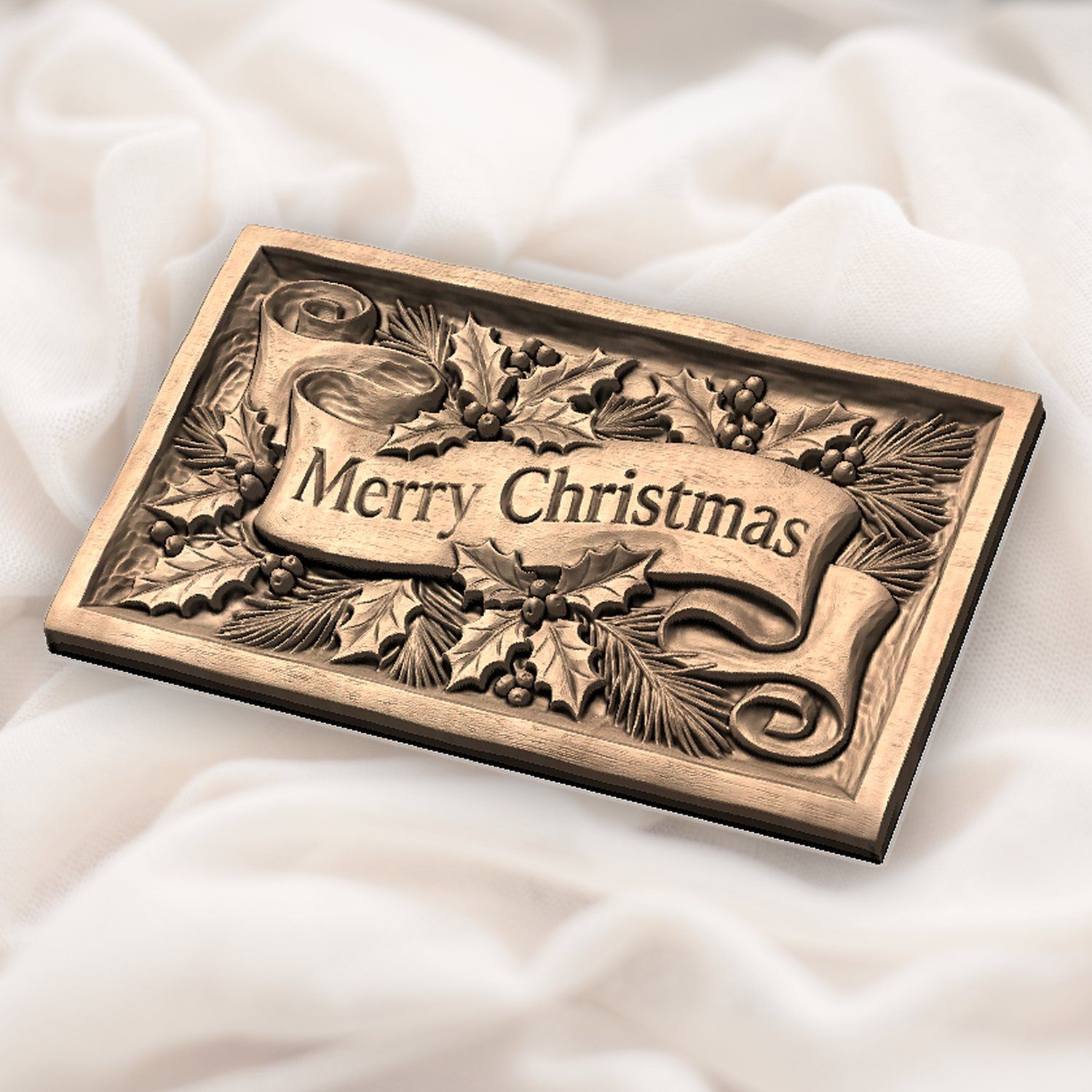Merry Christmas Plaque CNC Relief STL bas-relief STL — view 5