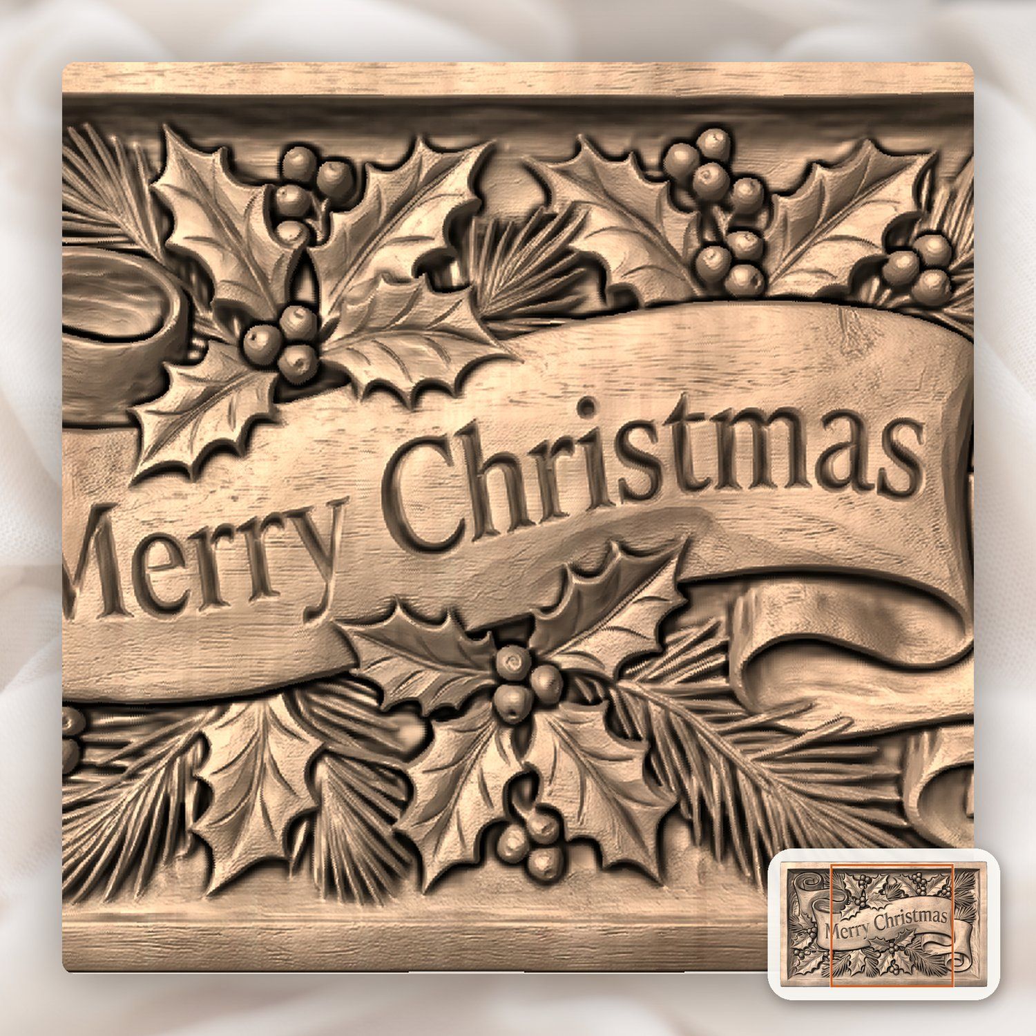 Merry Christmas Plaque CNC Relief STL bas-relief STL — view 6