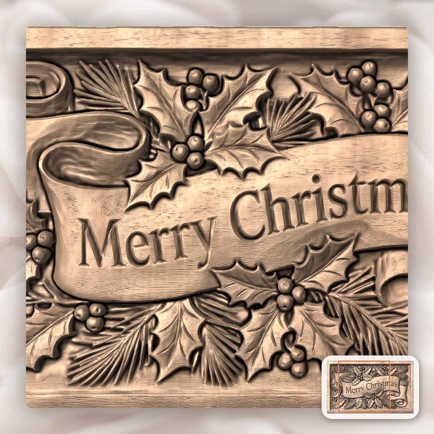 Merry Christmas Plaque CNC Relief STL bas-relief STL — view 7