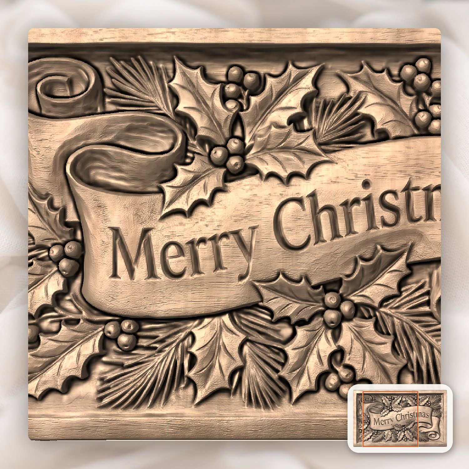 Merry Christmas Plaque CNC Relief STL bas-relief STL — view 8