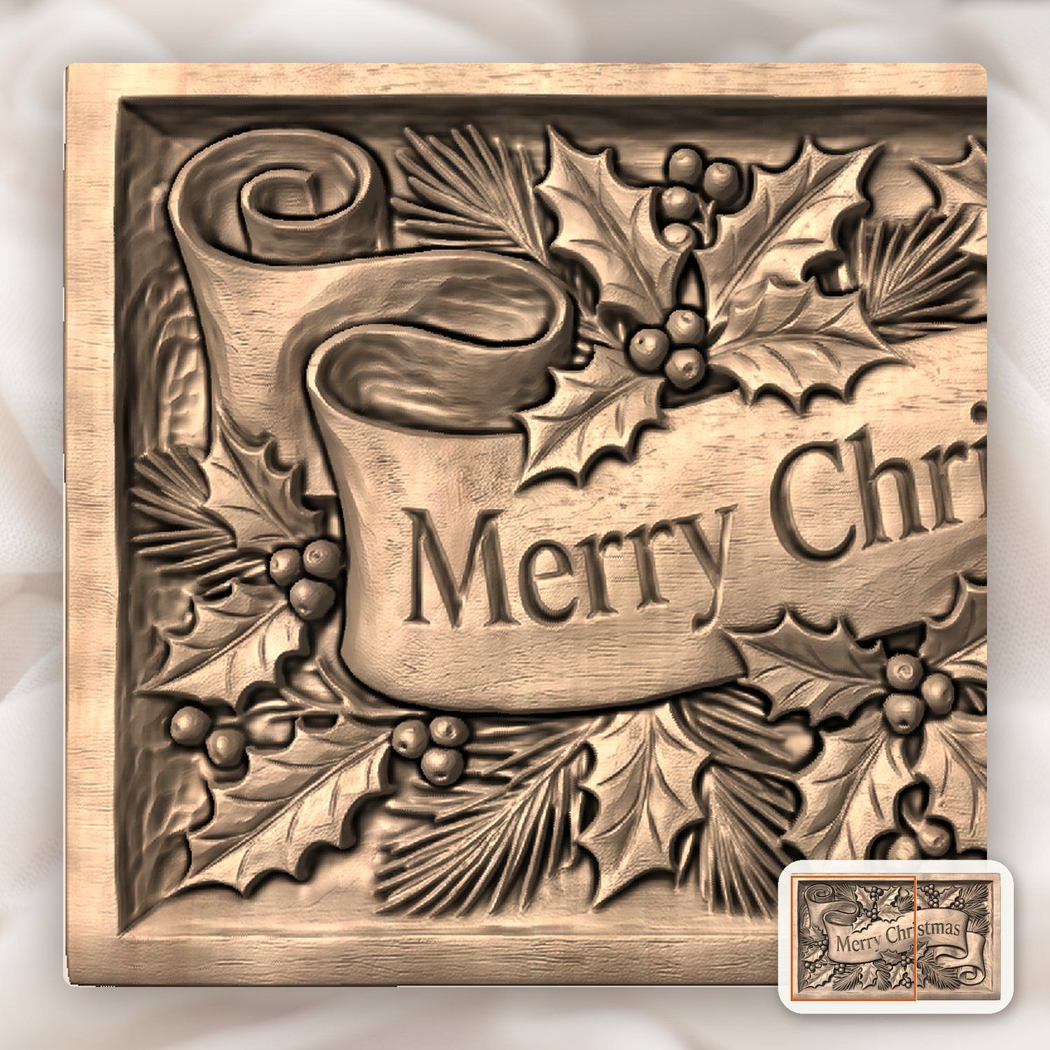 Merry Christmas Plaque CNC Relief STL bas-relief STL — view 9