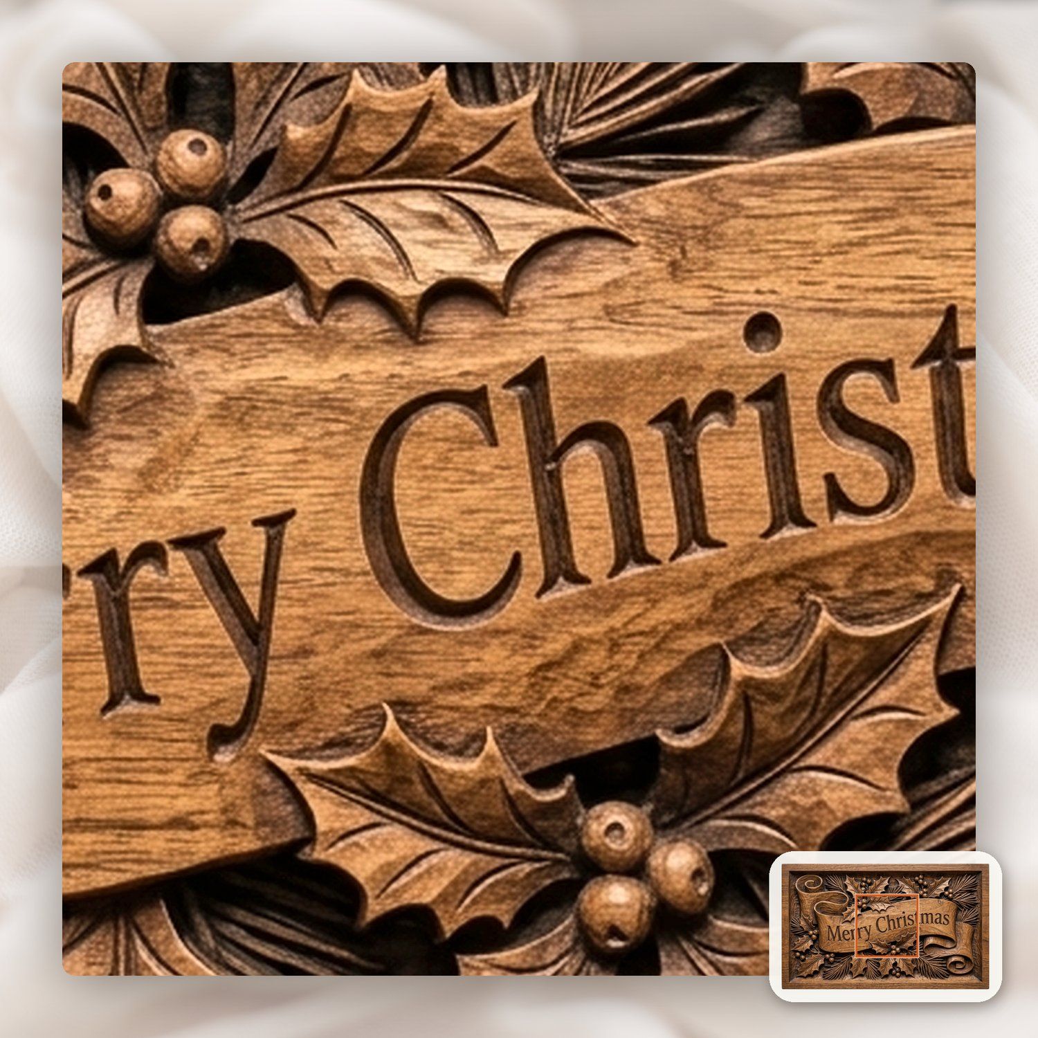 Merry Christmas Plaque CNC Relief STL bas-relief STL — view 10