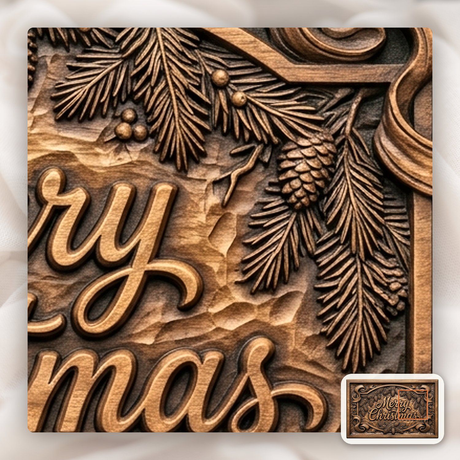 Merry Christmas Plaque CNC Relief STL bas-relief STL — view 12