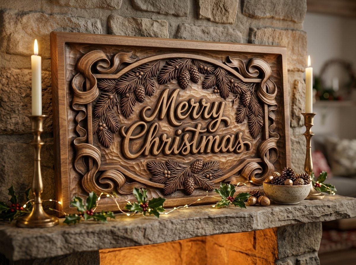 Merry Christmas Plaque CNC Relief STL bas-relief STL — view 14