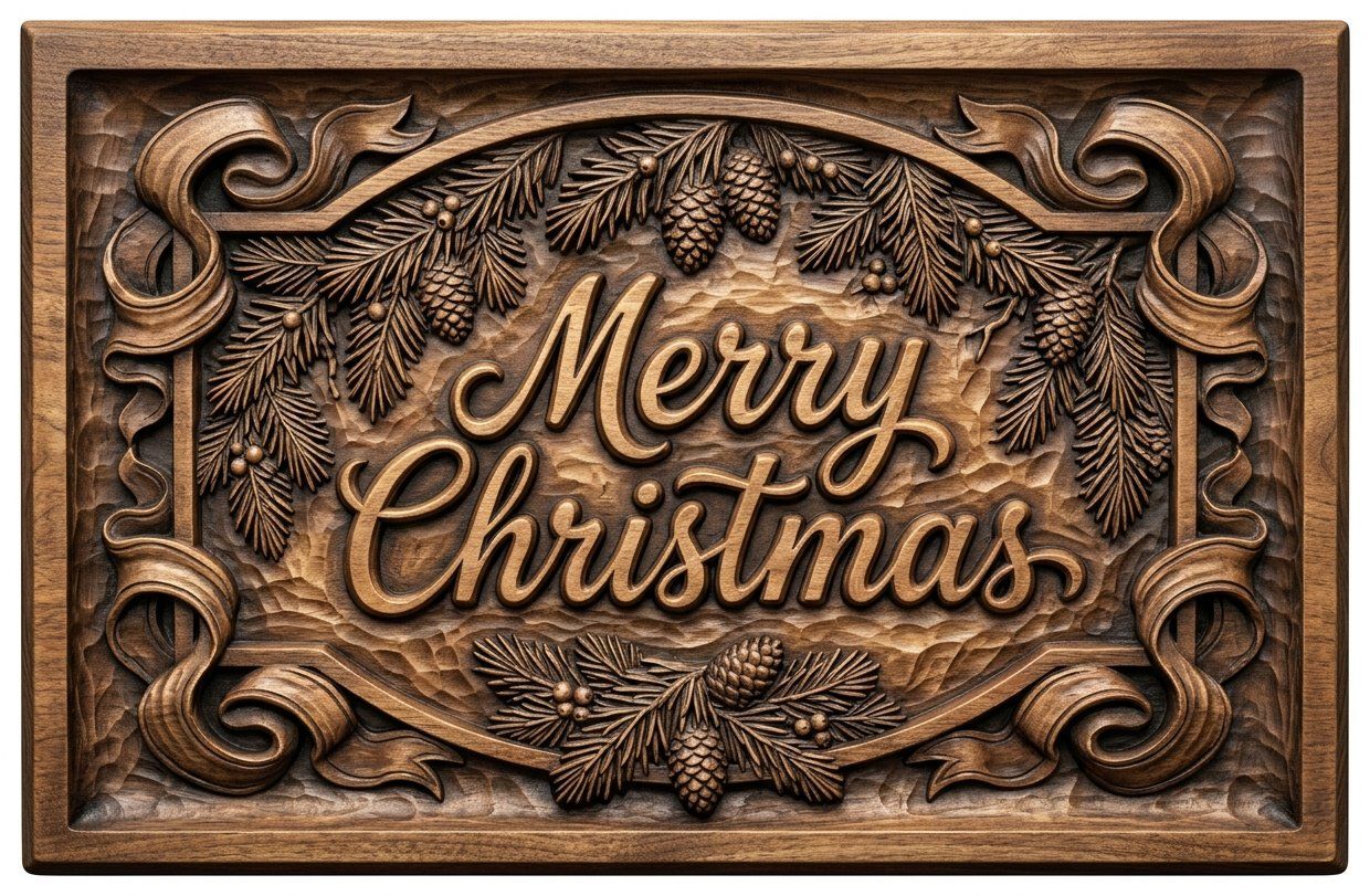 Merry Christmas Plaque CNC Relief STL bas-relief STL — view 4