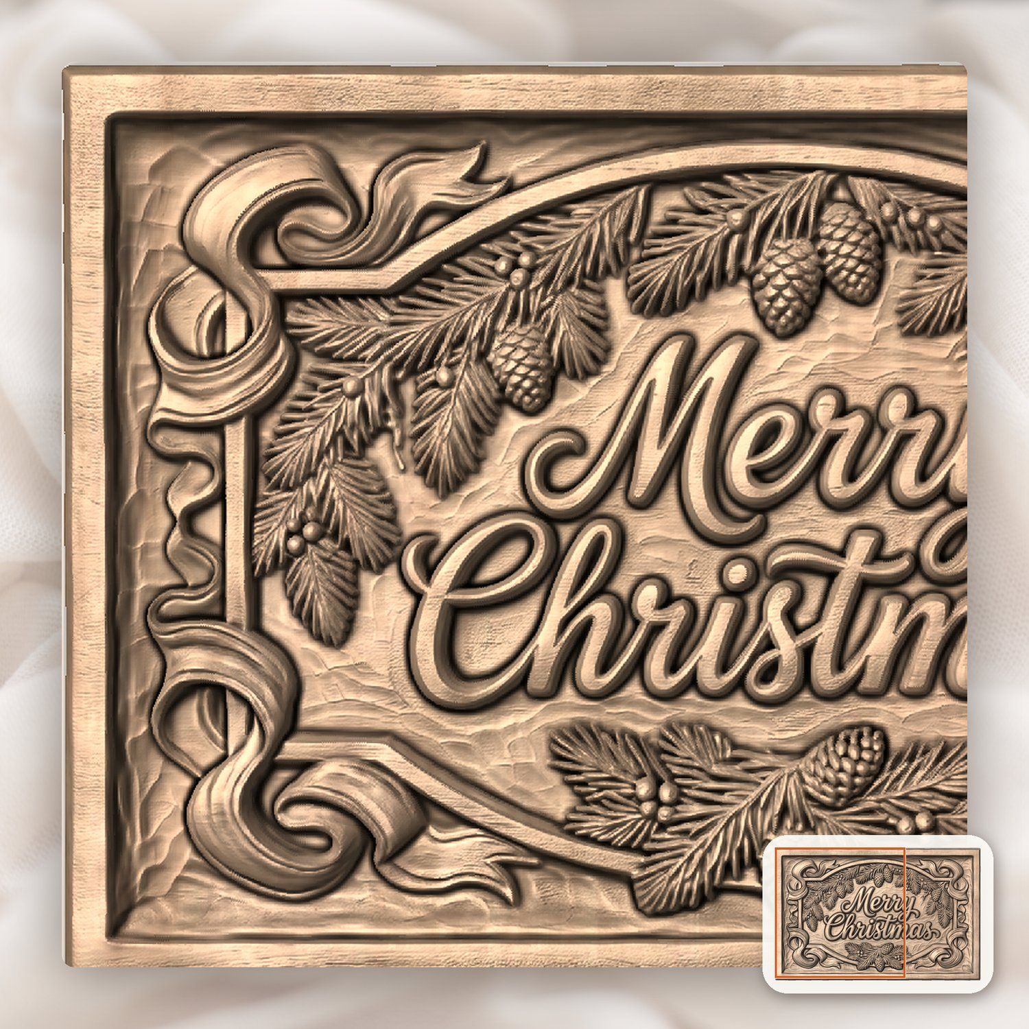 Merry Christmas Plaque CNC Relief STL bas-relief STL — view 9
