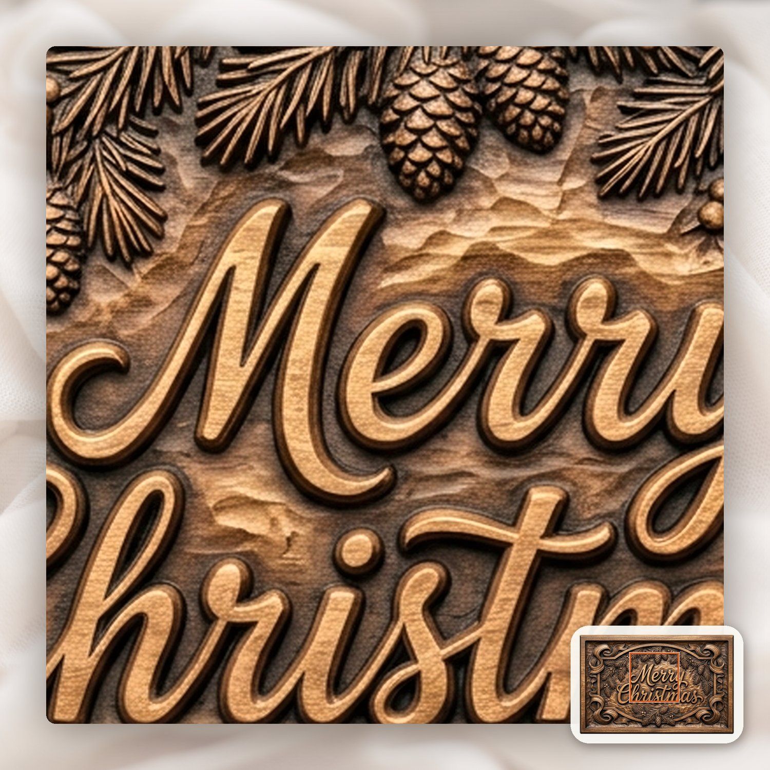 Merry Christmas Plaque CNC Relief STL bas-relief STL — view 11