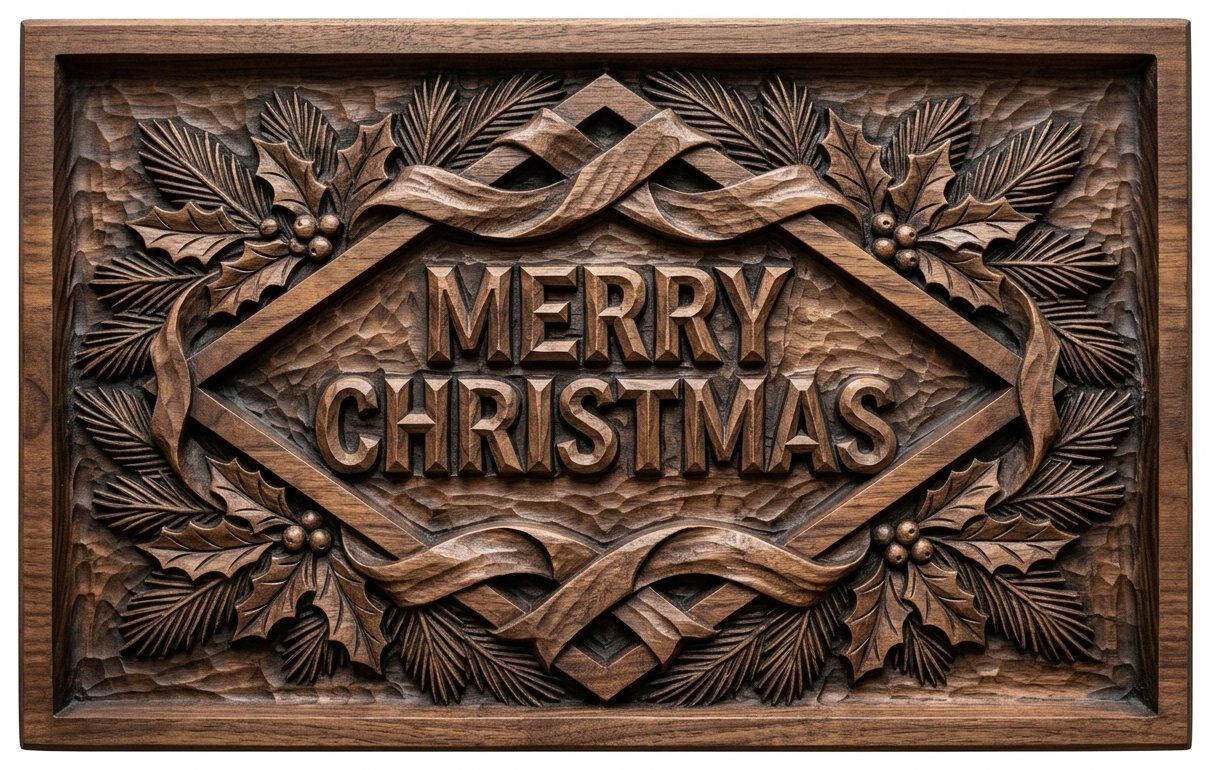 Merry Christmas Plaque CNC Relief STL bas-relief STL — view 11