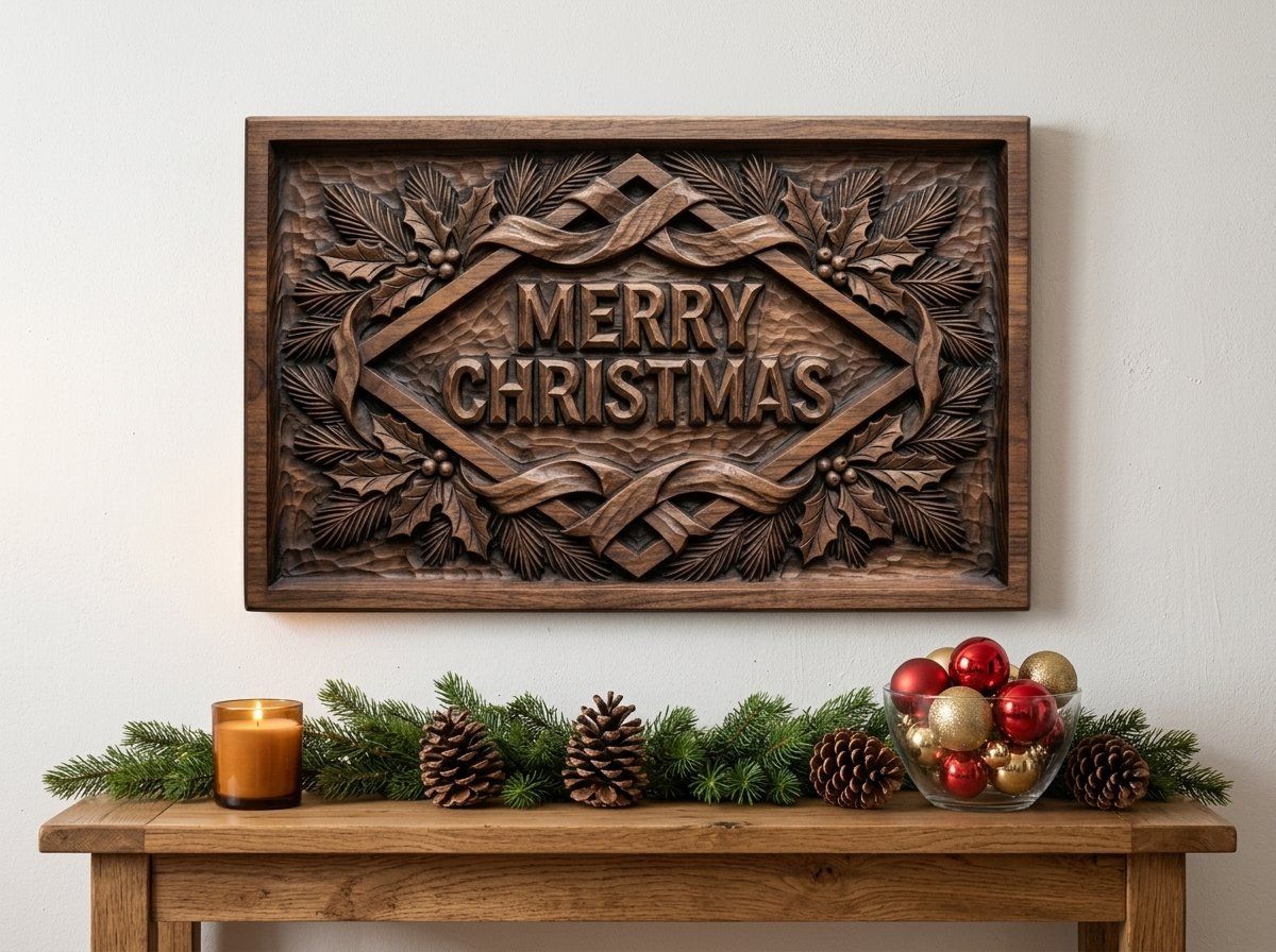 Merry Christmas Plaque CNC Relief STL bas-relief STL — view 12