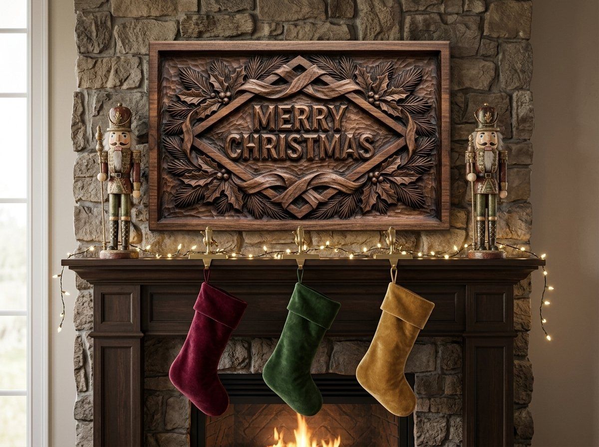 Merry Christmas Plaque CNC Relief STL bas-relief STL — view 13