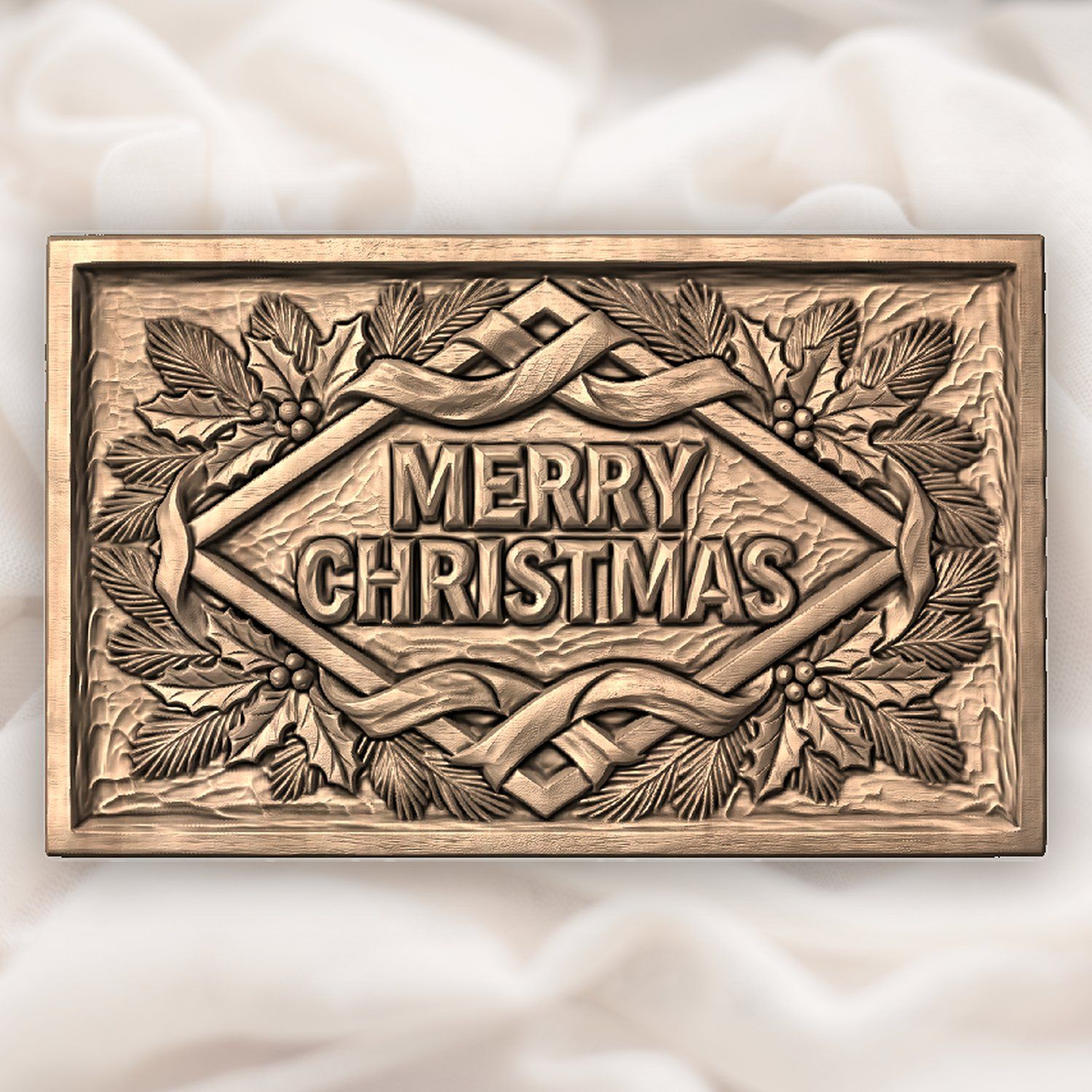 Merry Christmas Plaque CNC Relief STL bas-relief STL — view 4