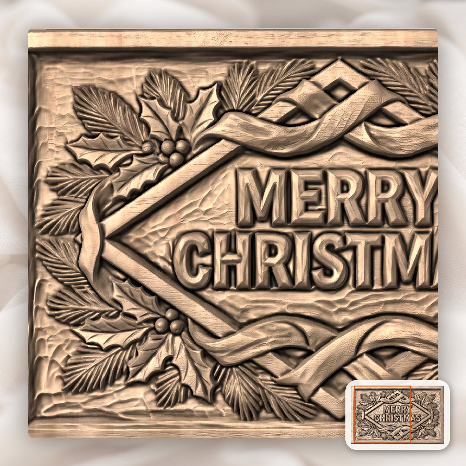Merry Christmas Plaque CNC Relief STL bas-relief STL — view 7