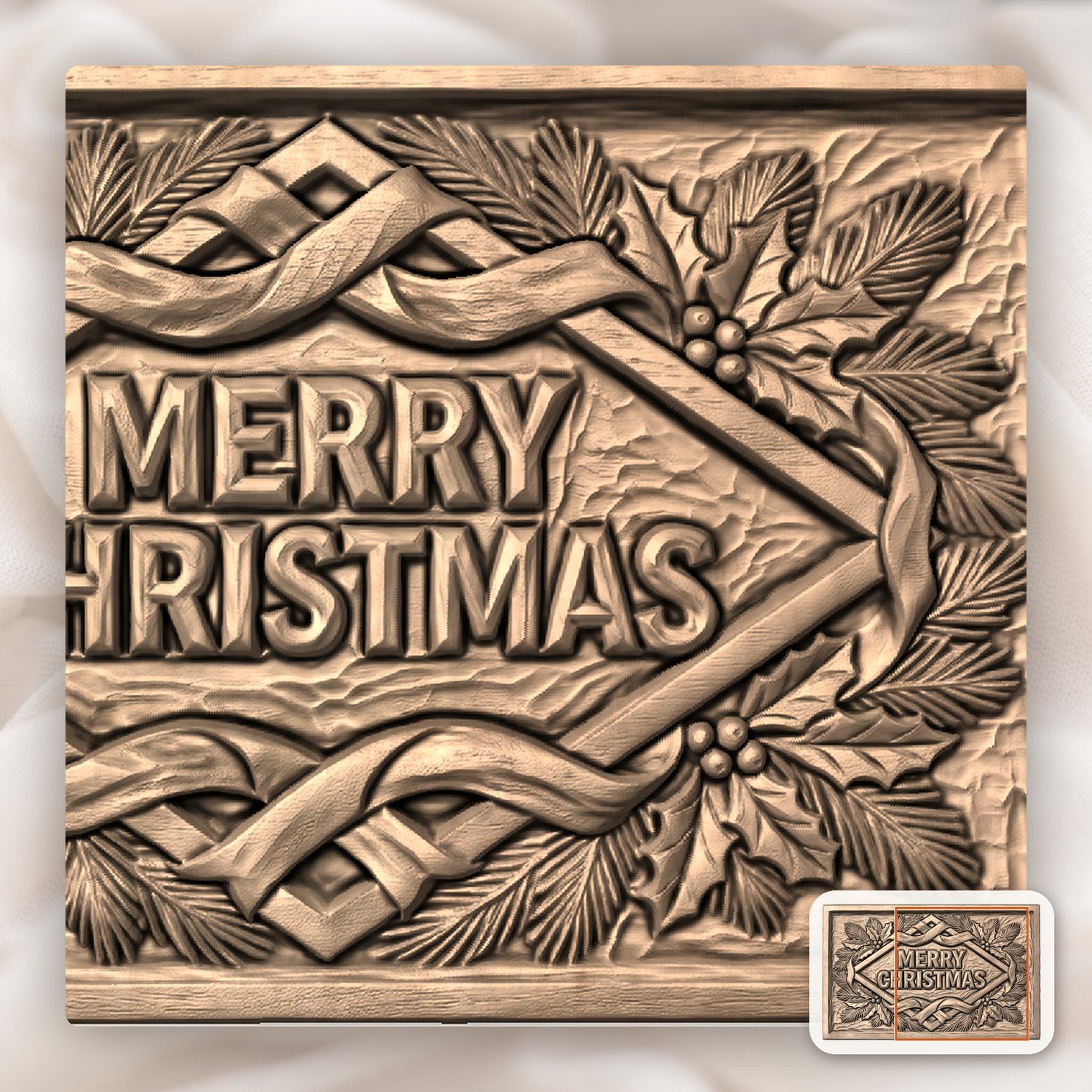 Merry Christmas Plaque CNC Relief STL bas-relief STL — view 8