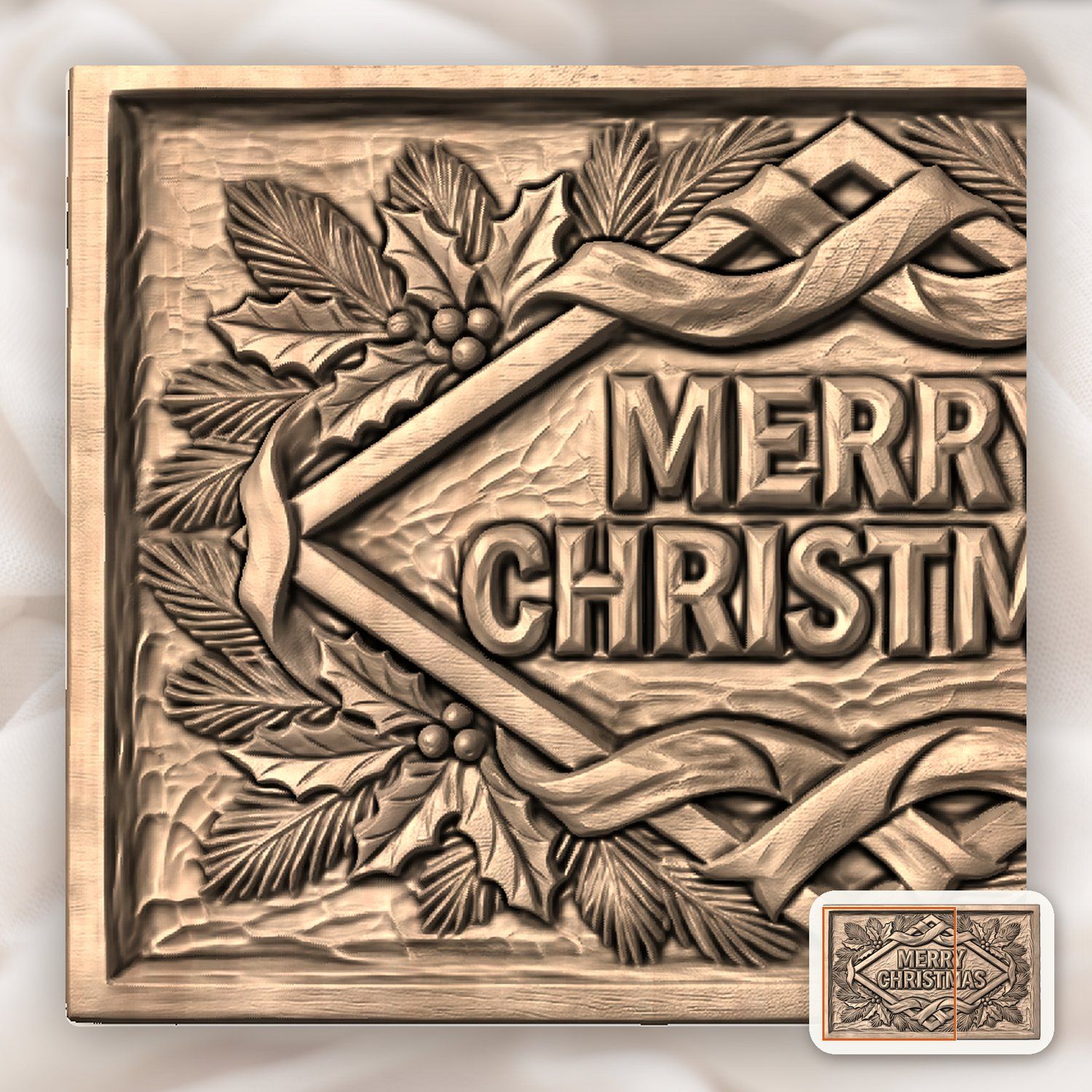 Merry Christmas Plaque CNC Relief STL bas-relief STL — view 9
