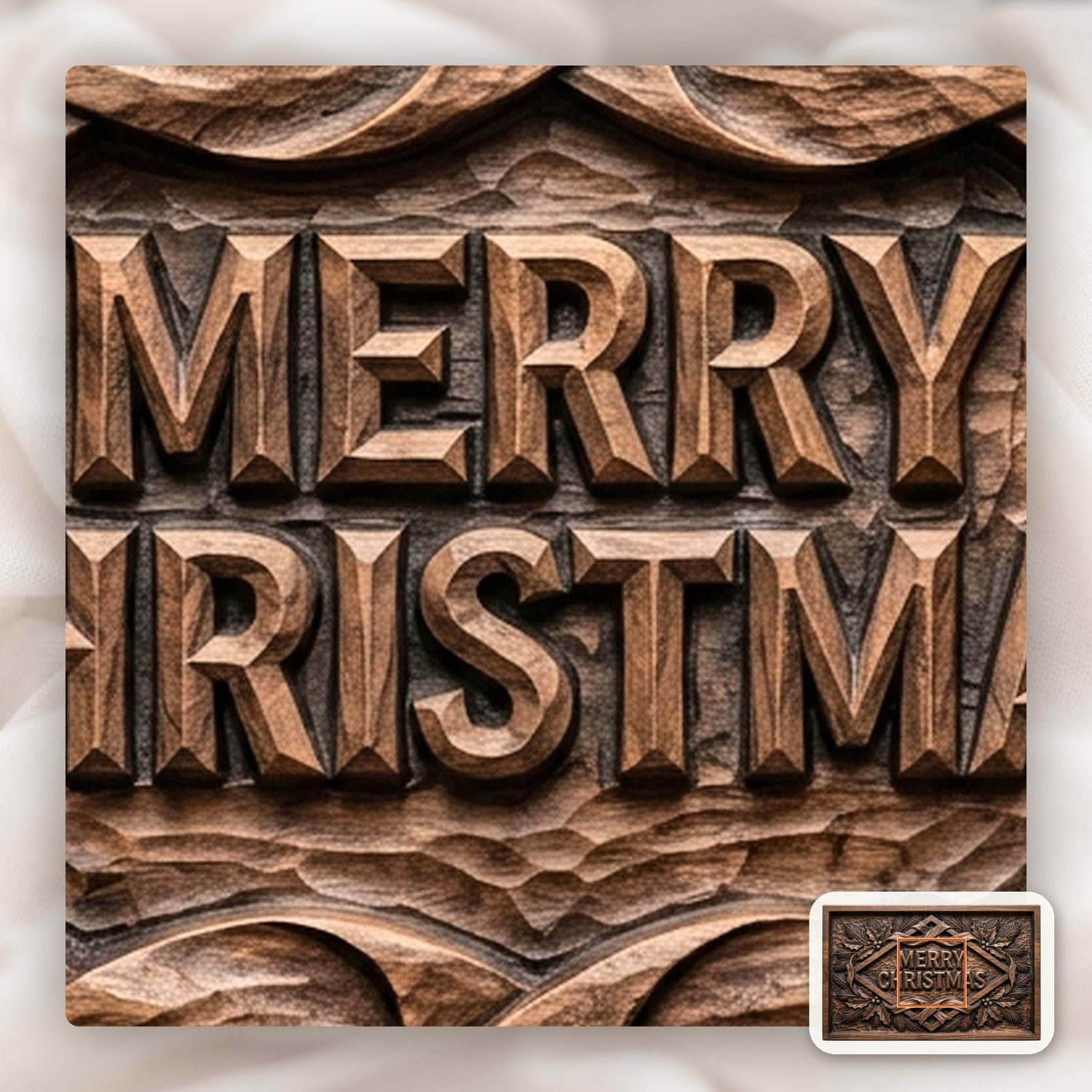 Merry Christmas Plaque CNC Relief STL bas-relief STL — view 10