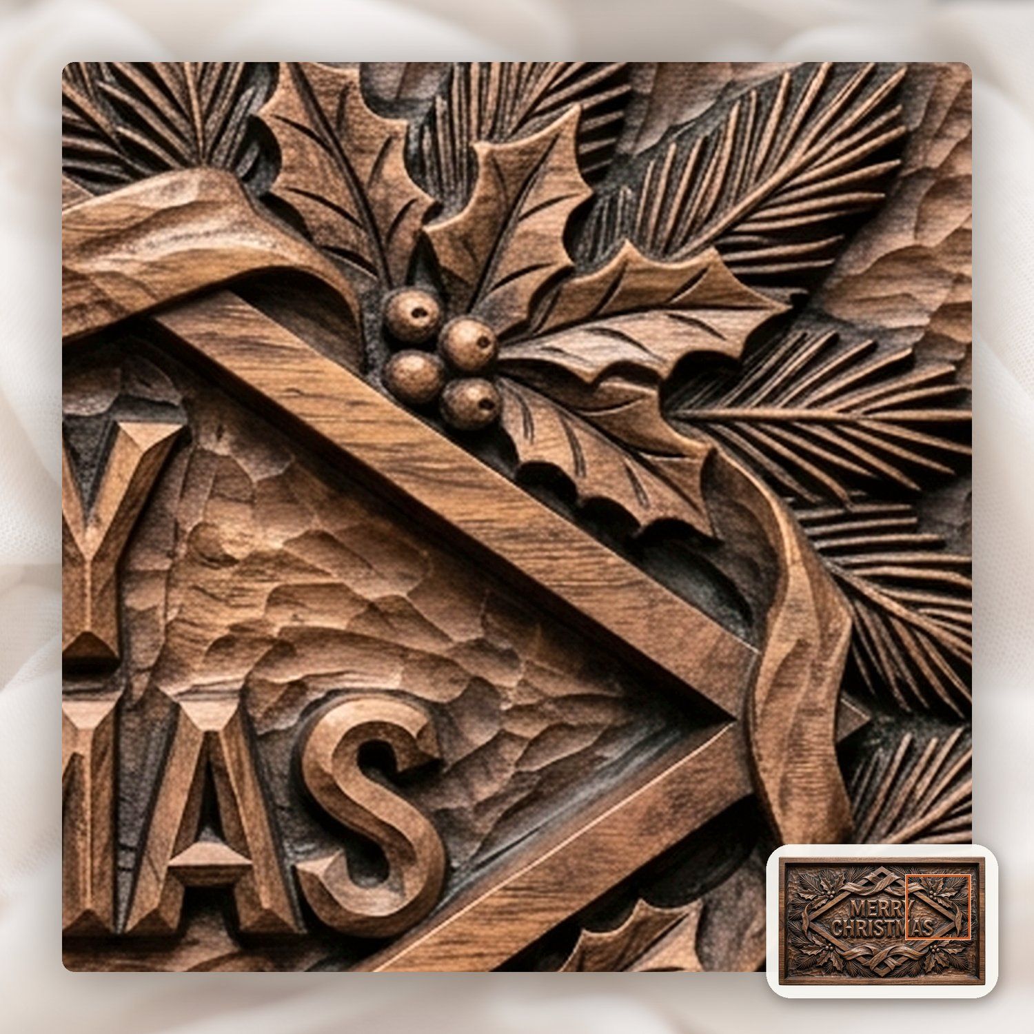 Merry Christmas Plaque CNC Relief STL bas-relief STL — view 2