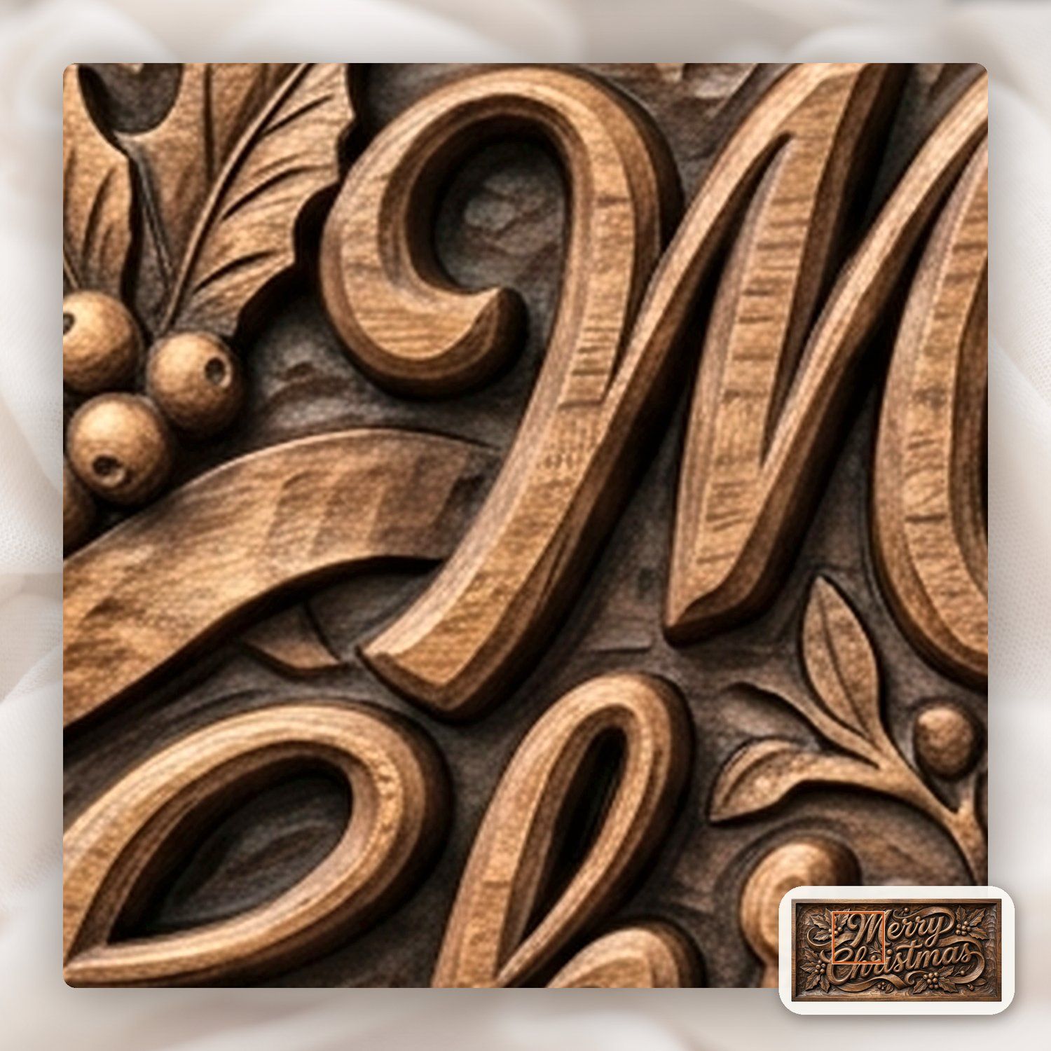 Merry Christmas Ribbon Scroll Plaque CNC Relief STL bas-relief STL — view 12