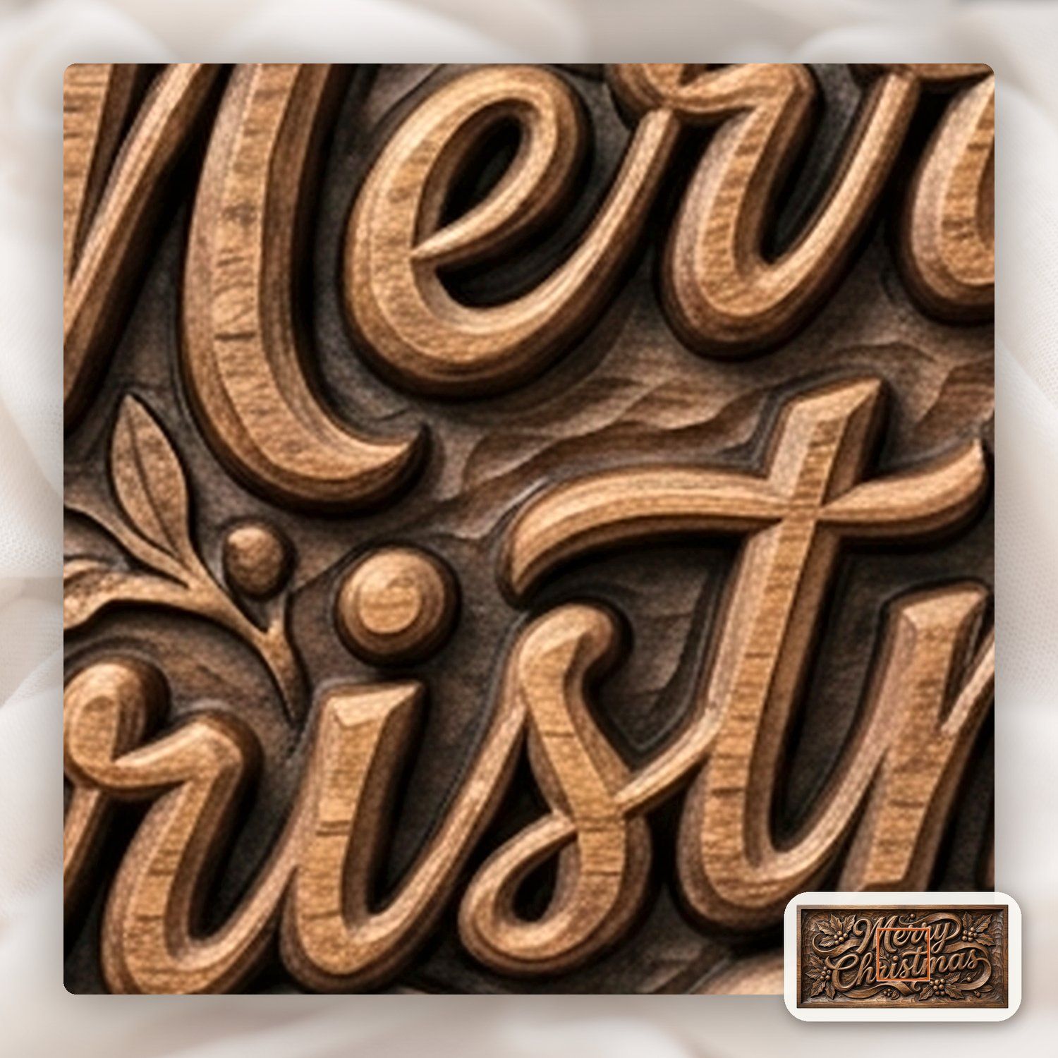 Merry Christmas Ribbon Scroll Plaque CNC Relief STL bas-relief STL — view 11