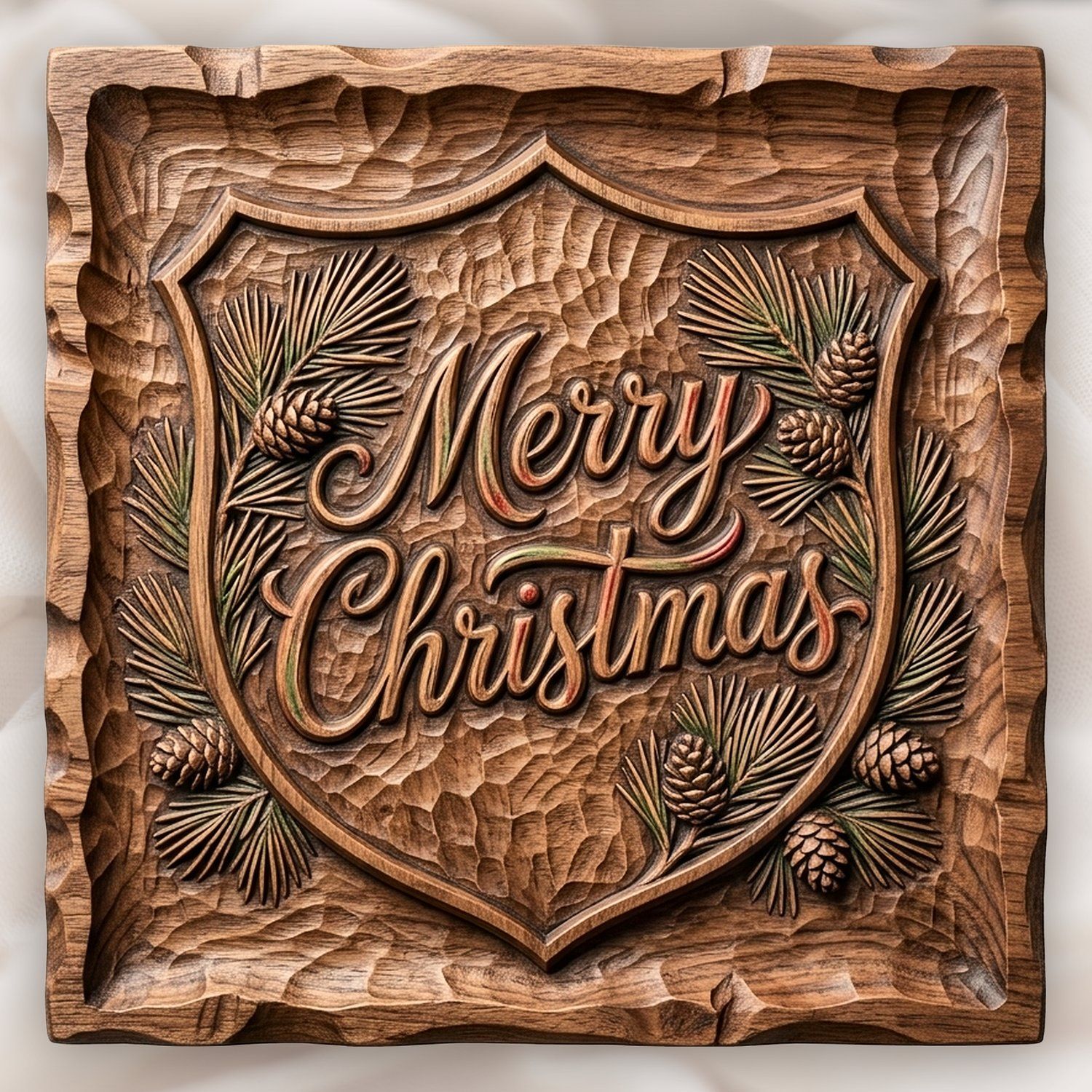 Merry Christmas Shield CNC Relief STL bas-relief STL design