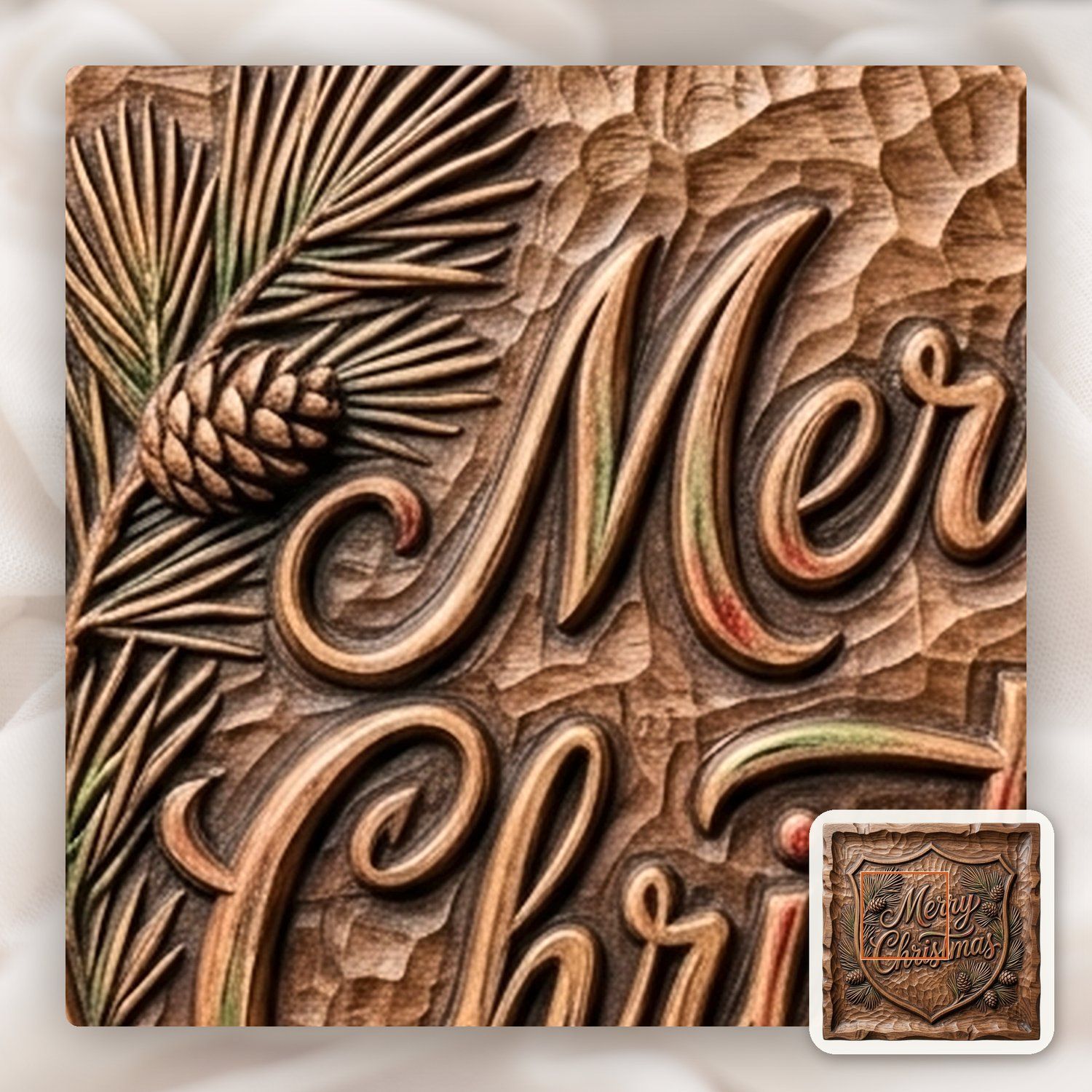 Merry Christmas Shield CNC Relief STL bas-relief STL — view 12