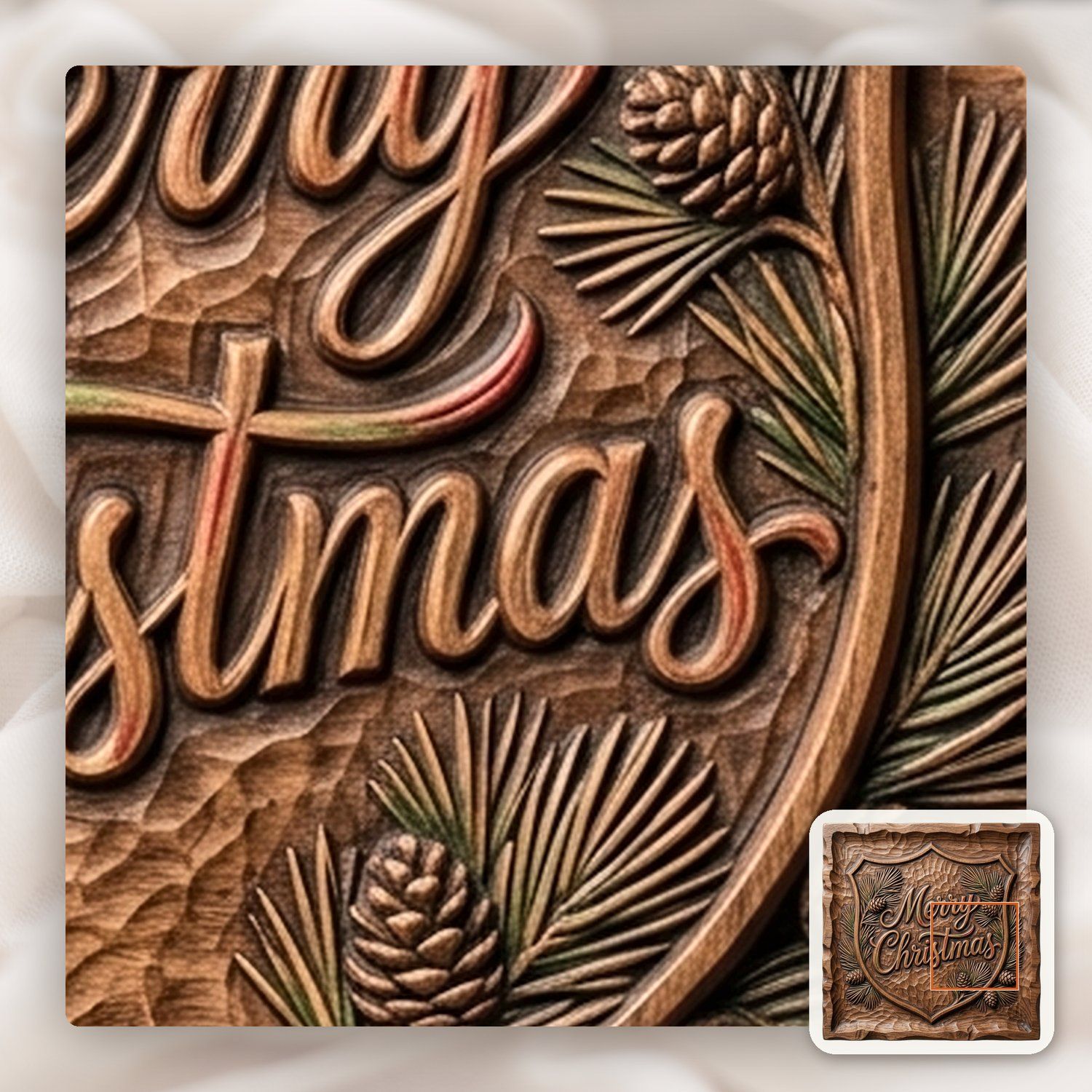Merry Christmas Shield CNC Relief STL bas-relief STL — view 13