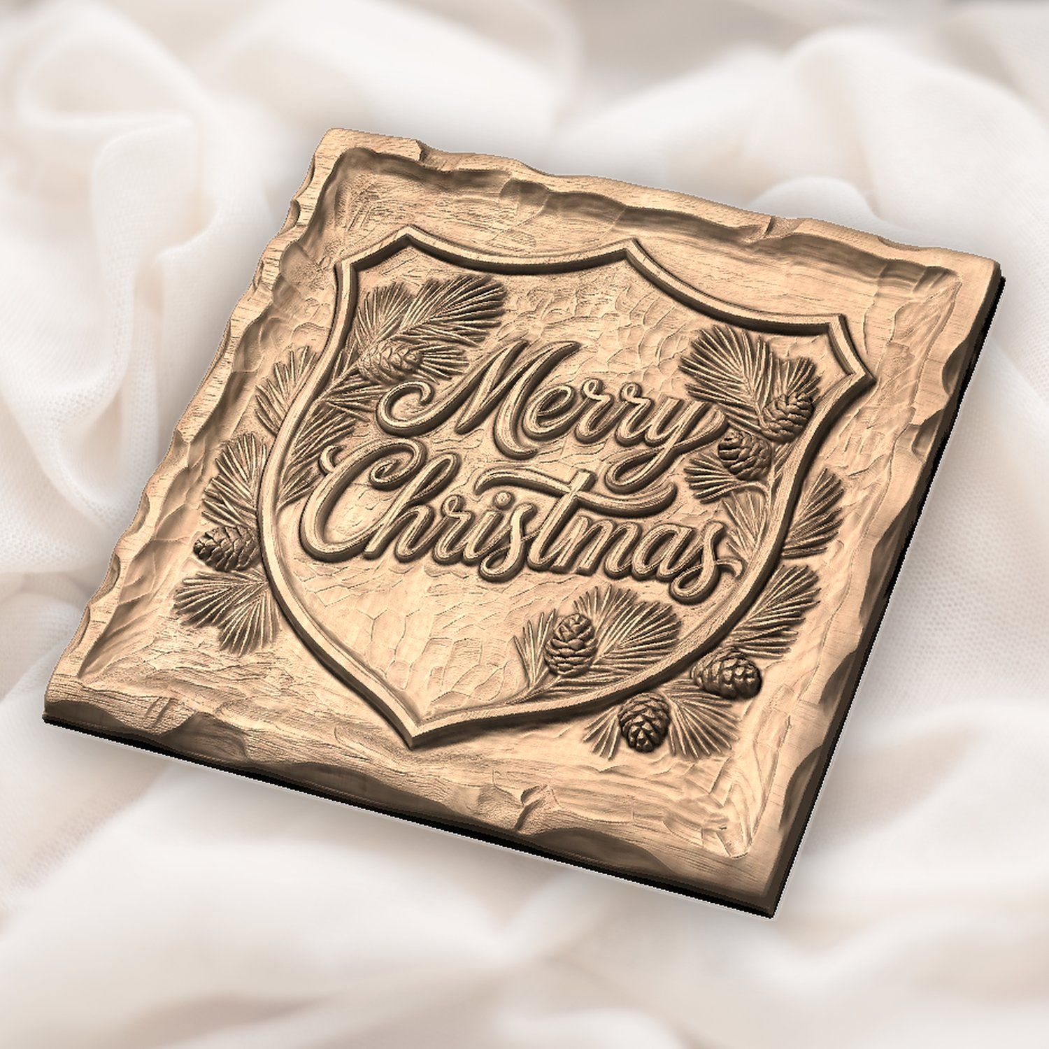 Merry Christmas Shield CNC Relief STL bas-relief STL — view 5